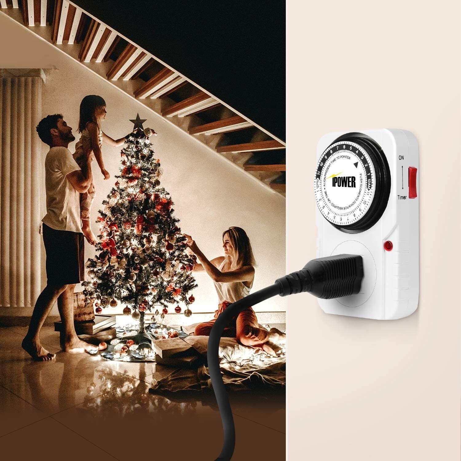 24 Hour Plug in Mechanical Timer Outlet Timer Indoor Timer Electrical Outlets x2