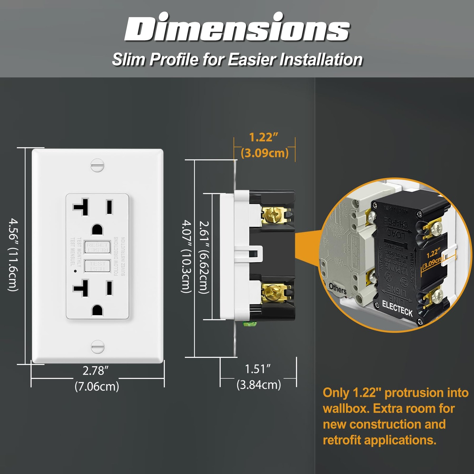 6 Pack GFCI Outlets 20 Amp, Non-Tamper Resistant, Decor GFI Receptacles with …