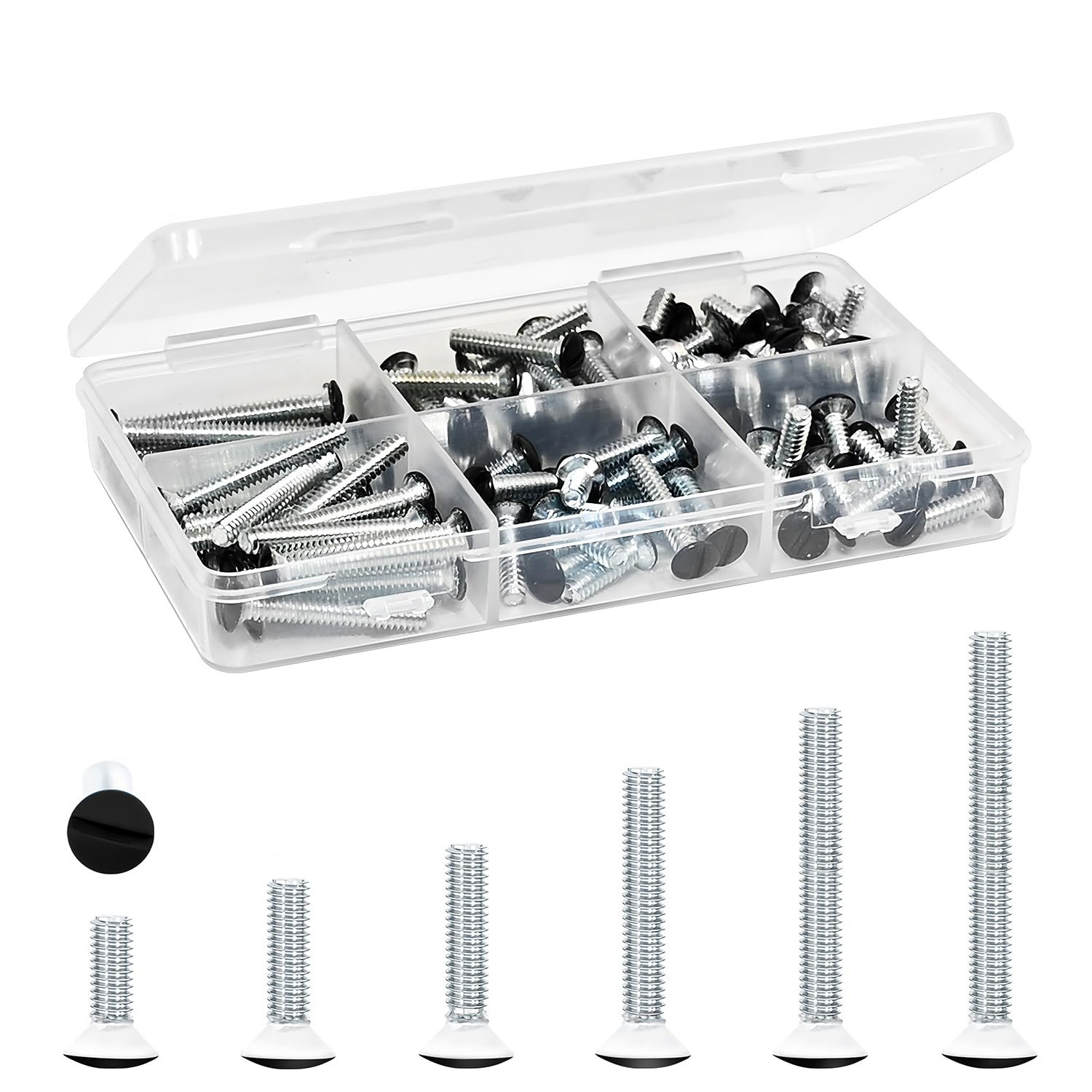 130 Pack White Outlet Screws 6-32 Thread, Wall Plate Screws for Electrical Cover