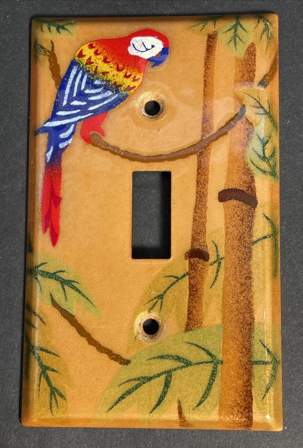 Parrot Bird Tropical Light Switch Plate Cover Limoges Limiteds Hand Painted CA