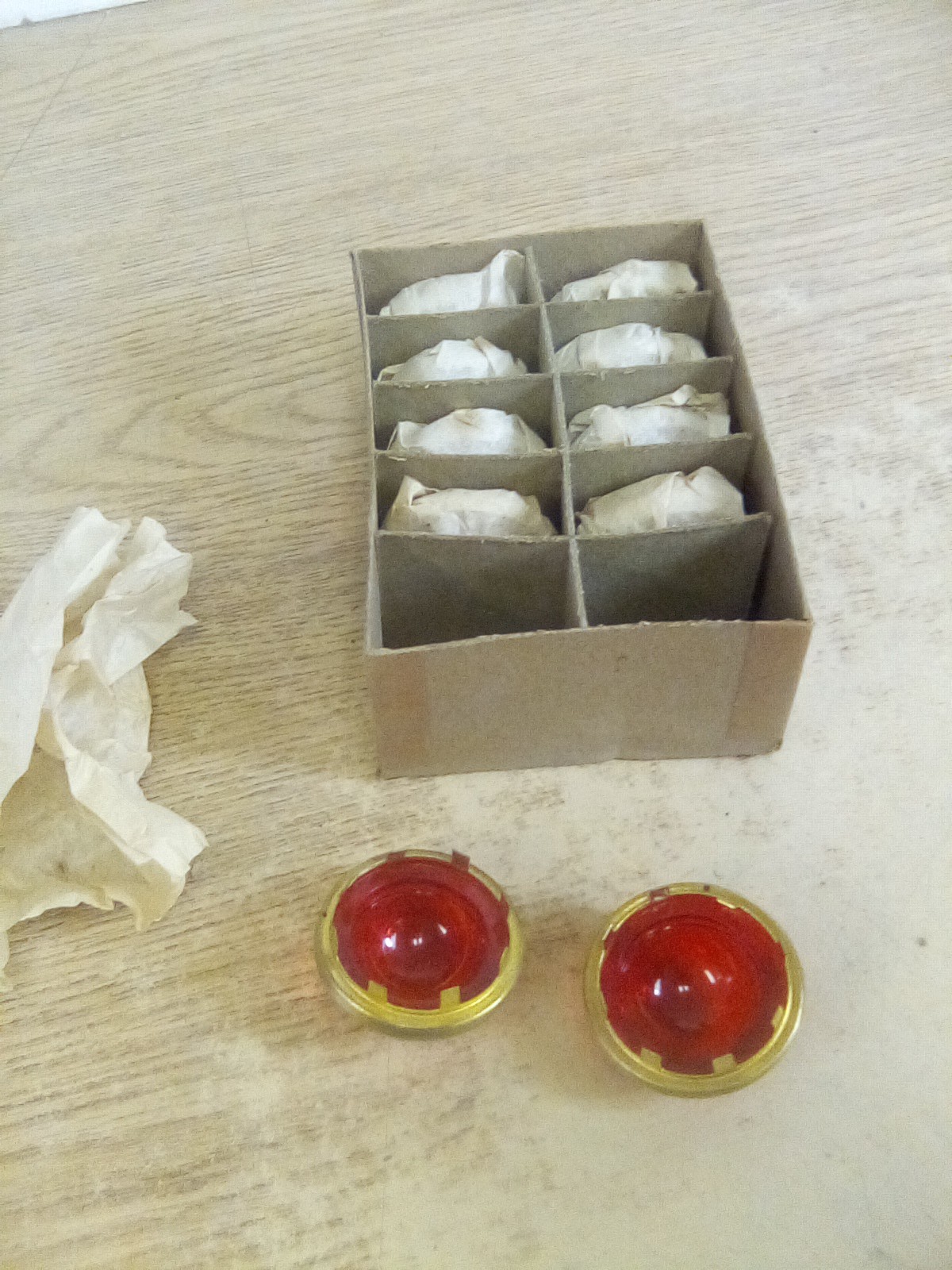 Lot Of 10 Vintage GE 42158 Red Circular Faceted Jewels