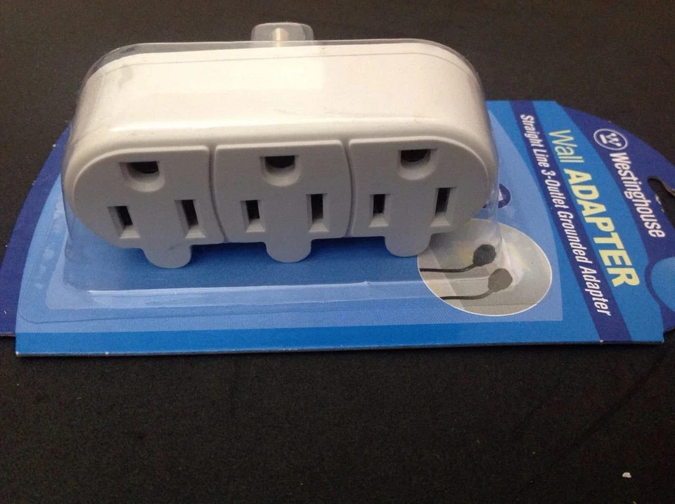 2 x Wall Adapter Straight Line 3-Outlet Grounded Adapter-UL Listed-USA SELLER
