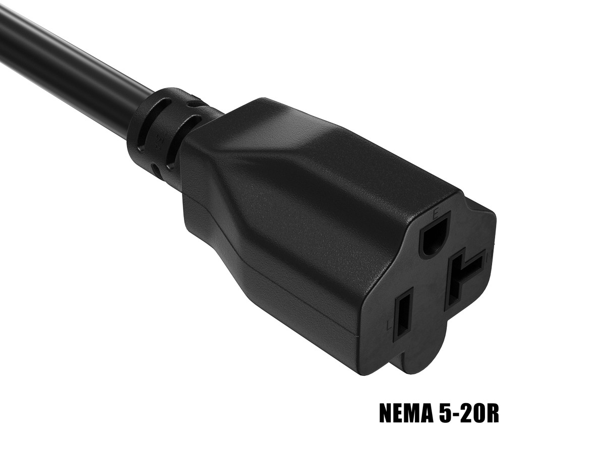 3ft Heavy-Duty NEMA 5-20P to NEMA 5-20R 12AWG Extension Power Cord
