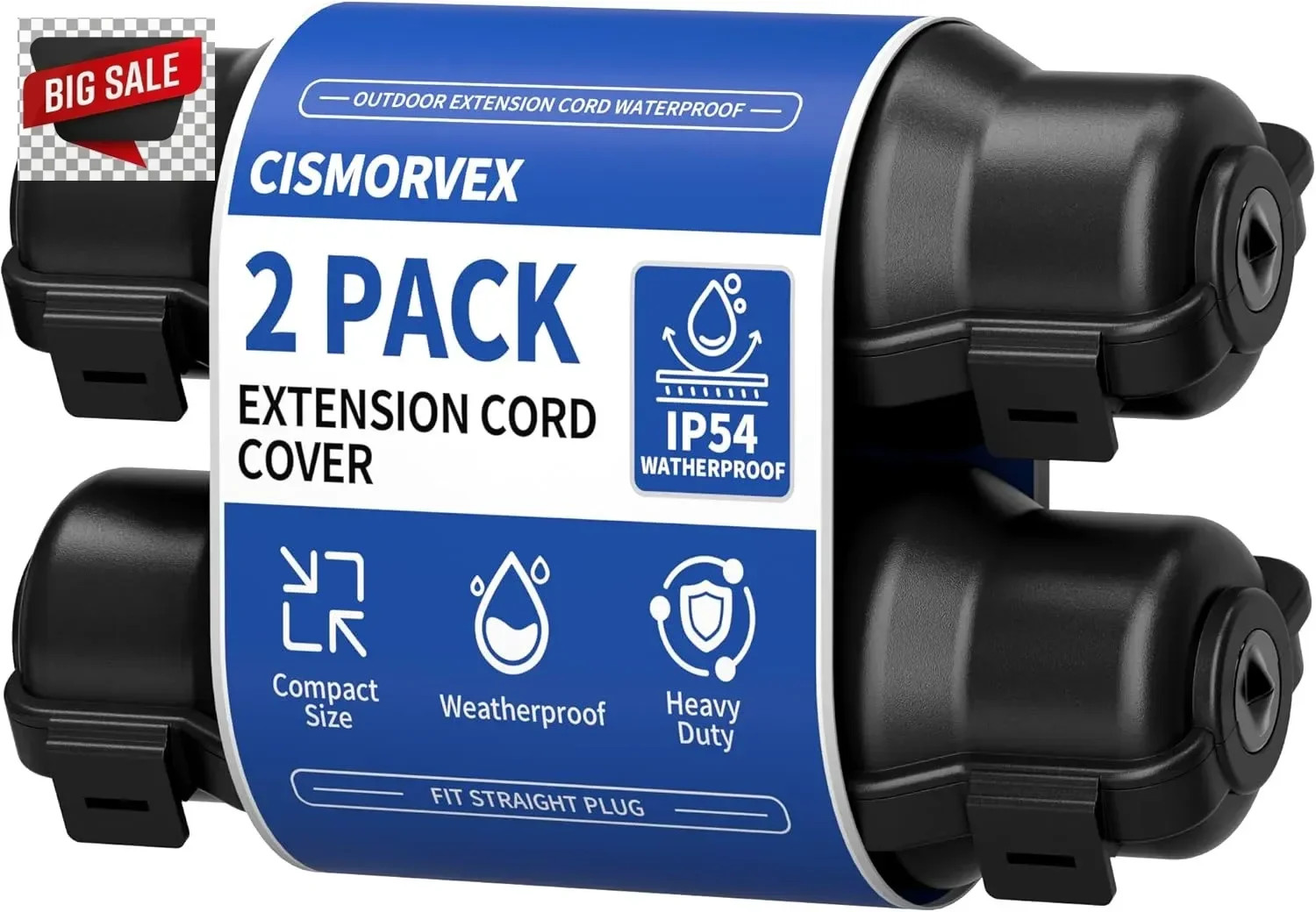 2 Pack Outdoor Extension Cord Safety Cover with Waterproof Seal IP54 Water-Resis