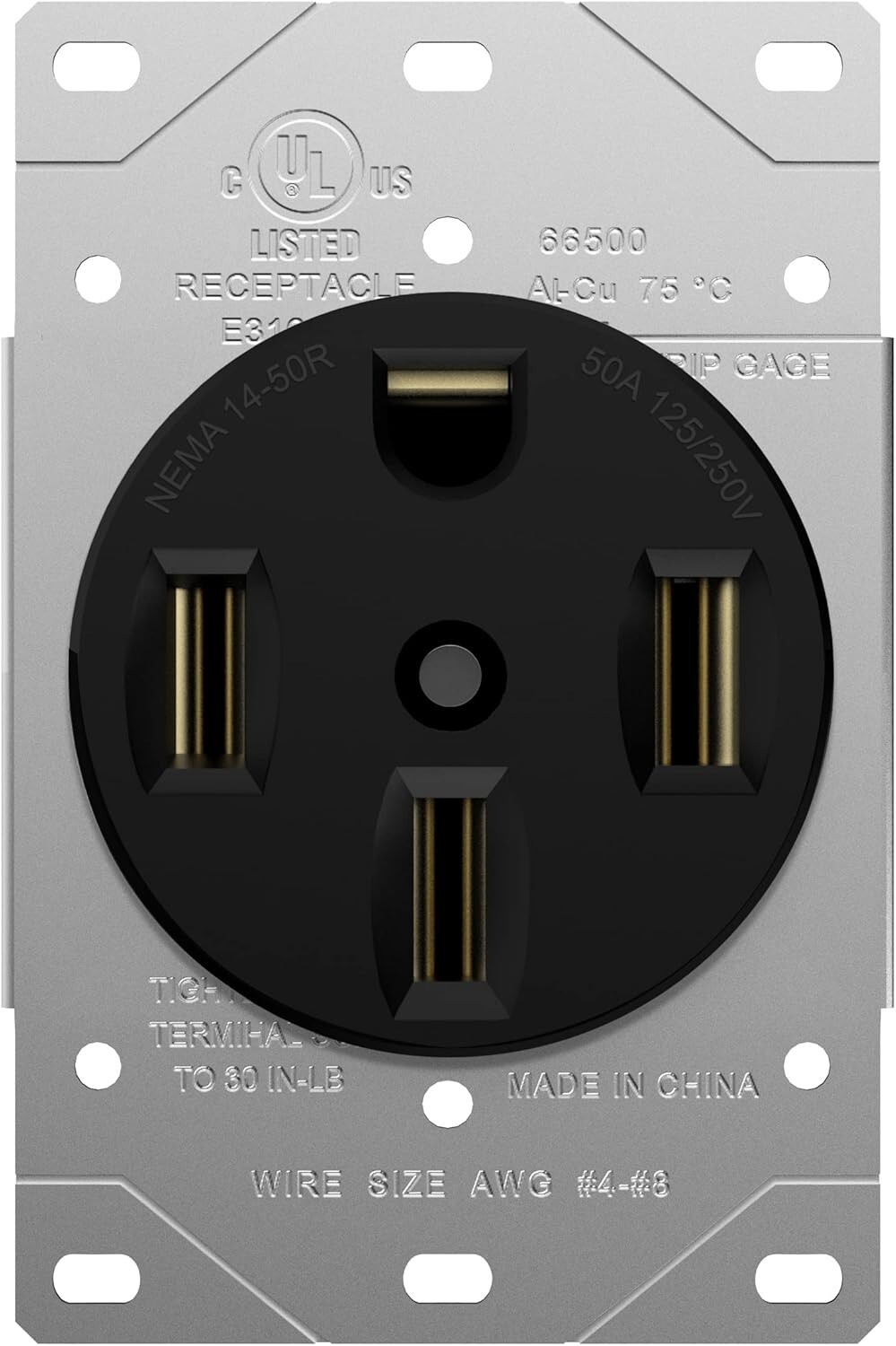 NEMA 14-50R 50 Amp Receptacle Flush Mounting Outlet 3 Pole 4 Wire 125V 250V B24