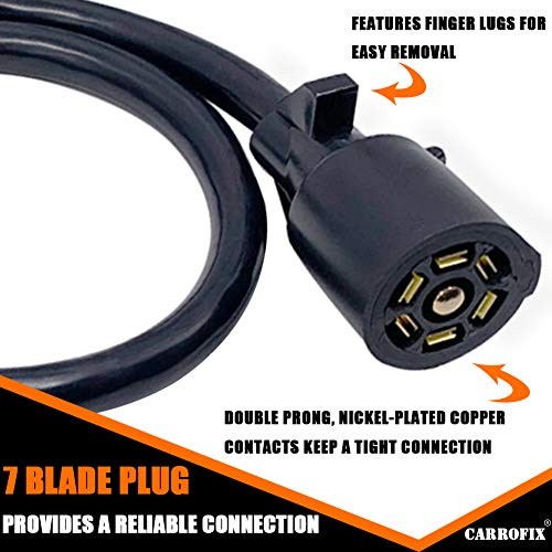 7-Way Trailer Extension Cord Wire 7-Blade Trailer Wiring Connector 3 – Feet