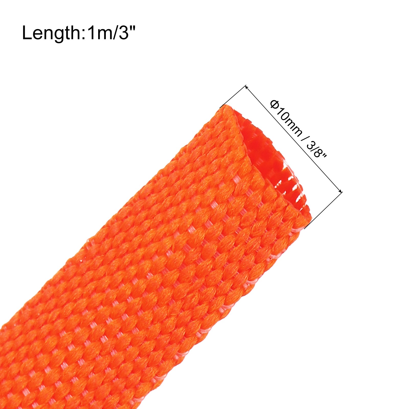Braided Cable Sleeves Heat Shrinkable Fabric Sleeving , 3/8″ 3ft Orange