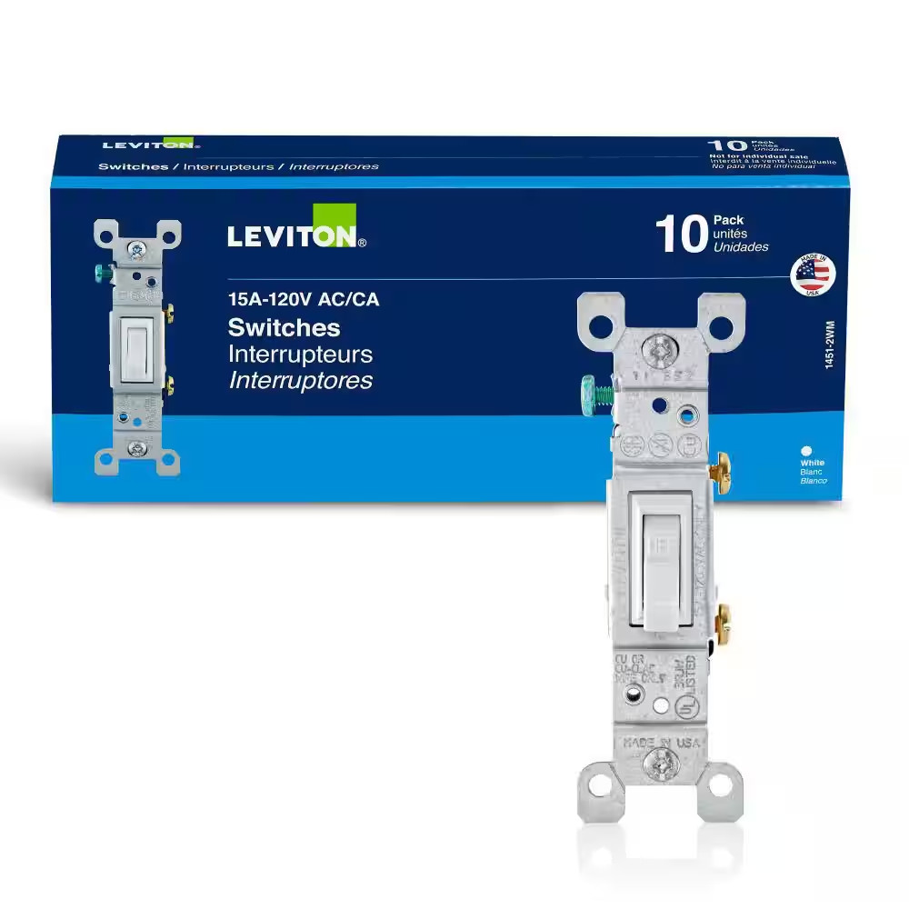 15 Amp Single-pole Switch, White (10-pack) | Leviton Switches Ac/ca Of Light