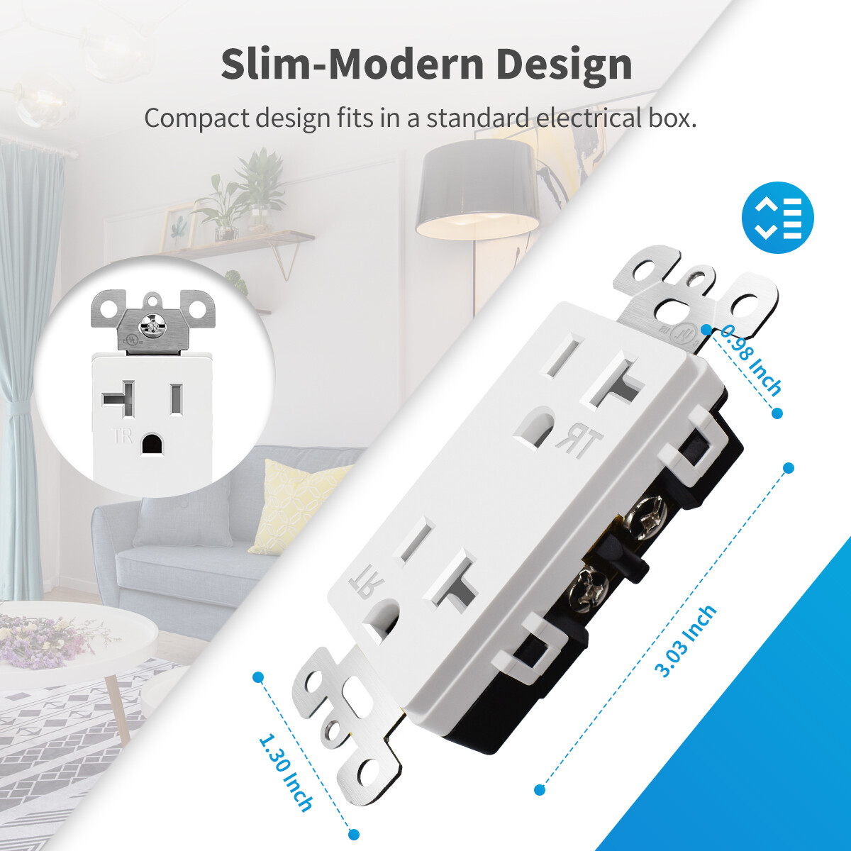 Outlet Socket, Decora Duplex Receptacle,125V Tamper Resistant, 20A outlet 10pack