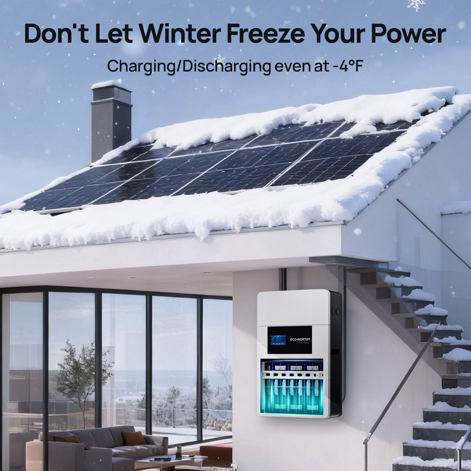 ECO-WORTHY 48V 100Ah Wall-Mount Indoor LiFePO4 Lithium Battery with Conduit Box