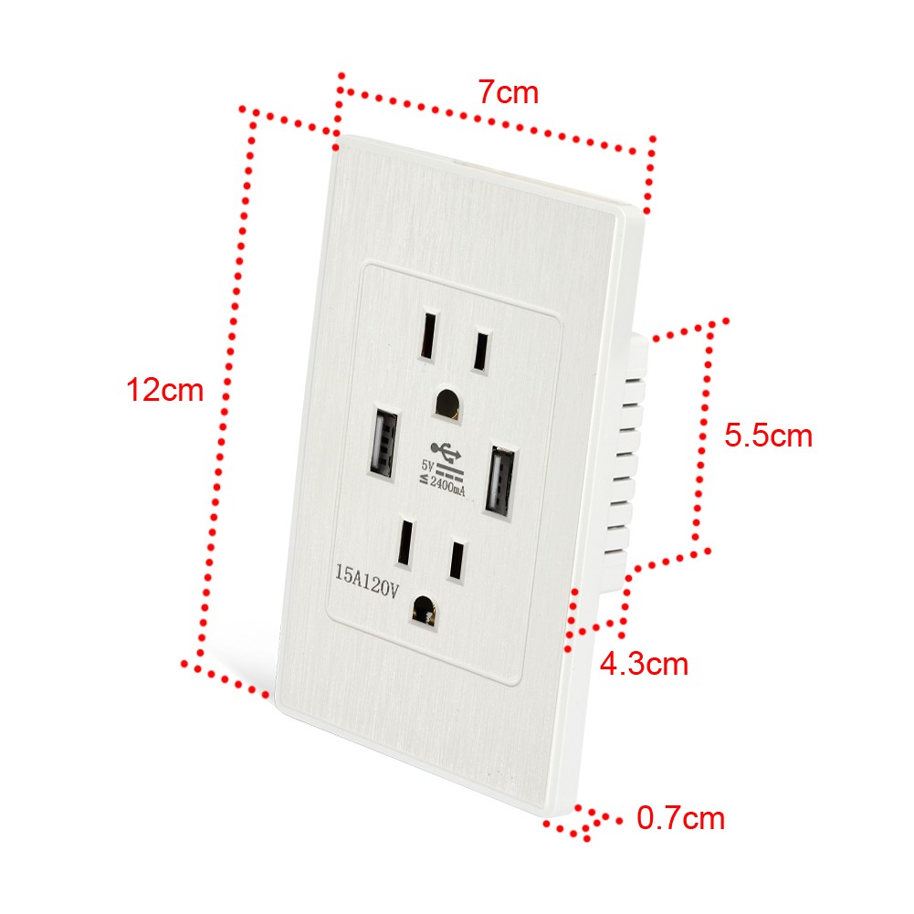 1-10PCS Dual USB Wall Outlet Charger Port Socket With 15A Electrical Receptacles