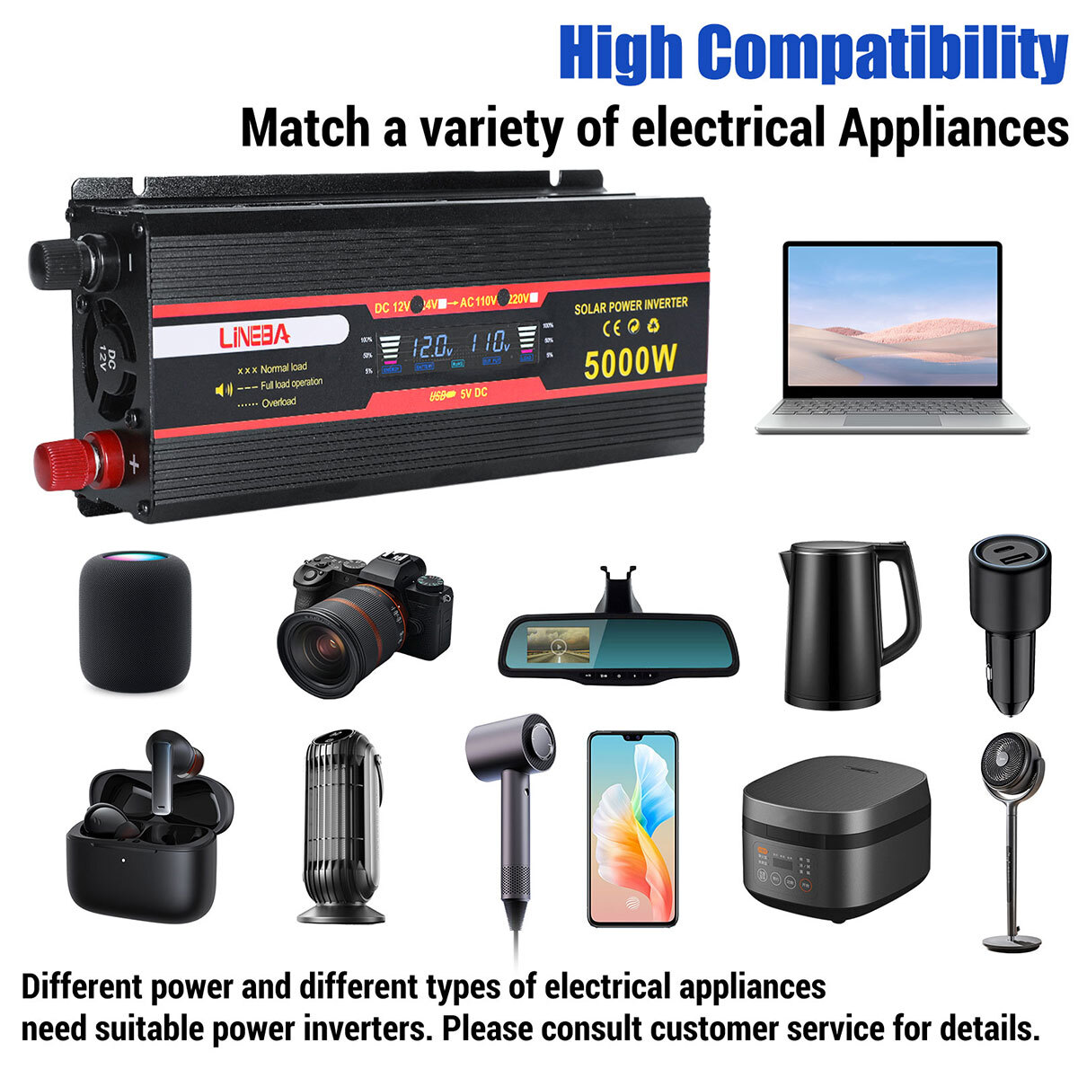 12V to 110V Solar Panel System Charge Controller 5000W Solar Inverter Kit Power