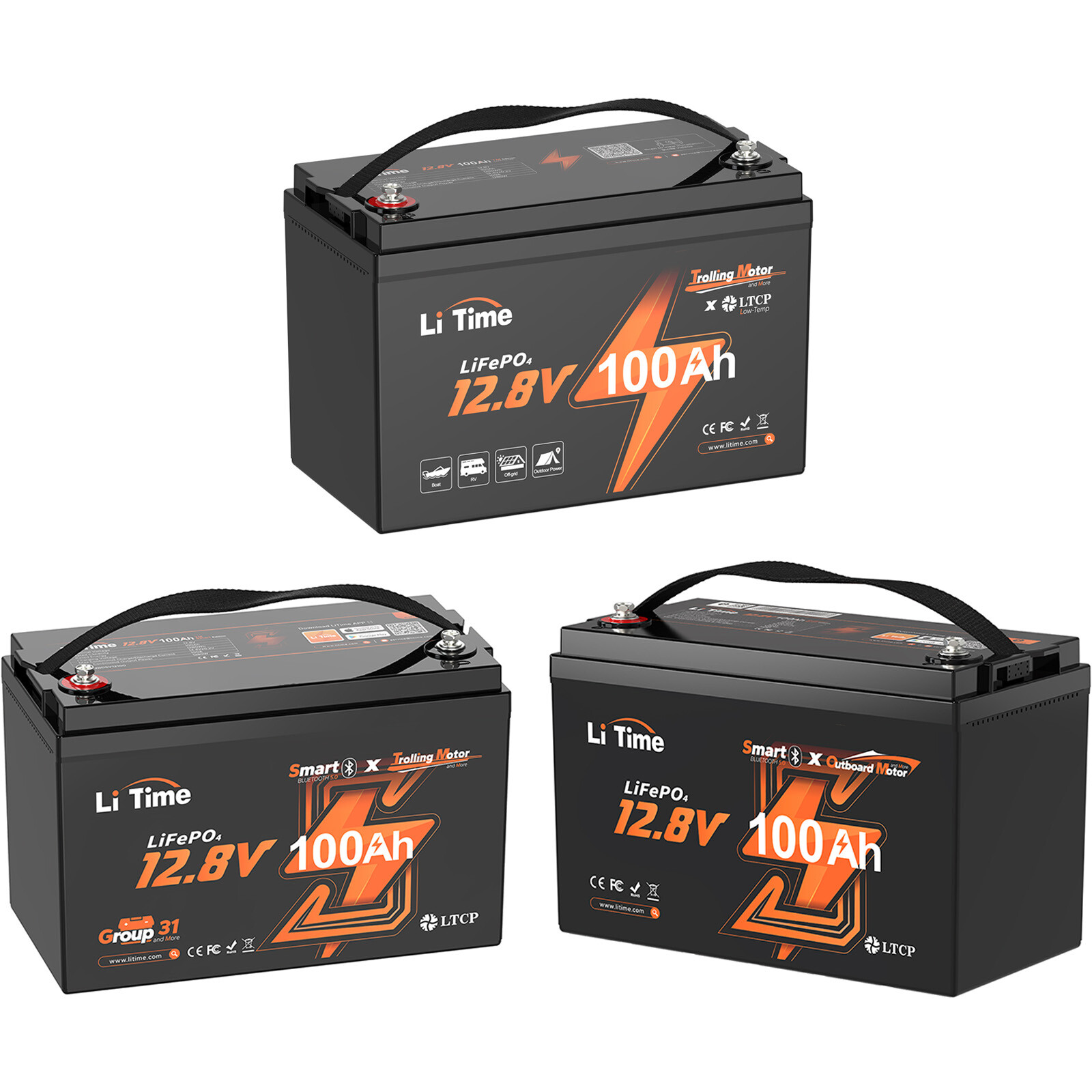 LiTime 12V 24V 36V Trolling Motor Lithium Battery LiFePO4 with BMS For Boat Lot