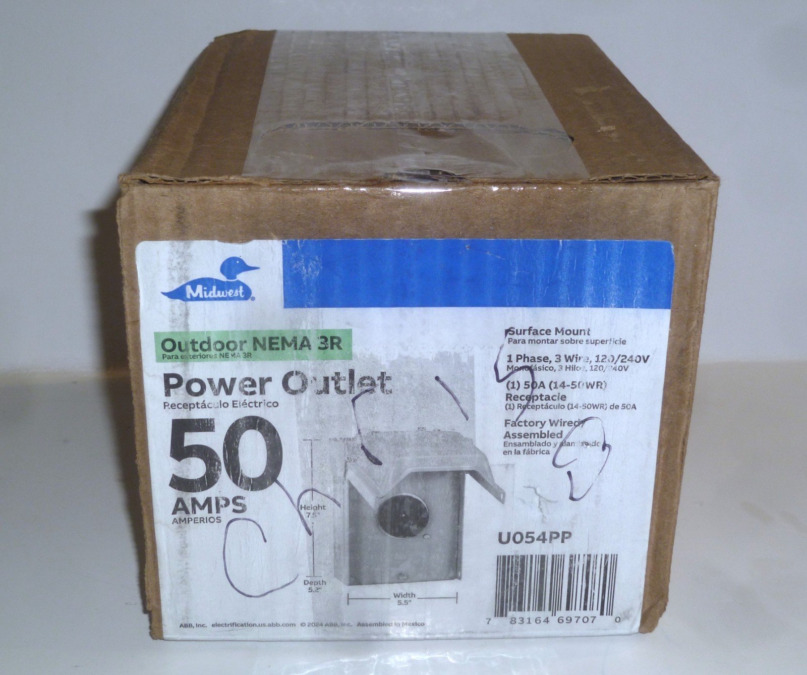 Midwest Electric 50 Amp Temporary RV Power Outlet U054PP