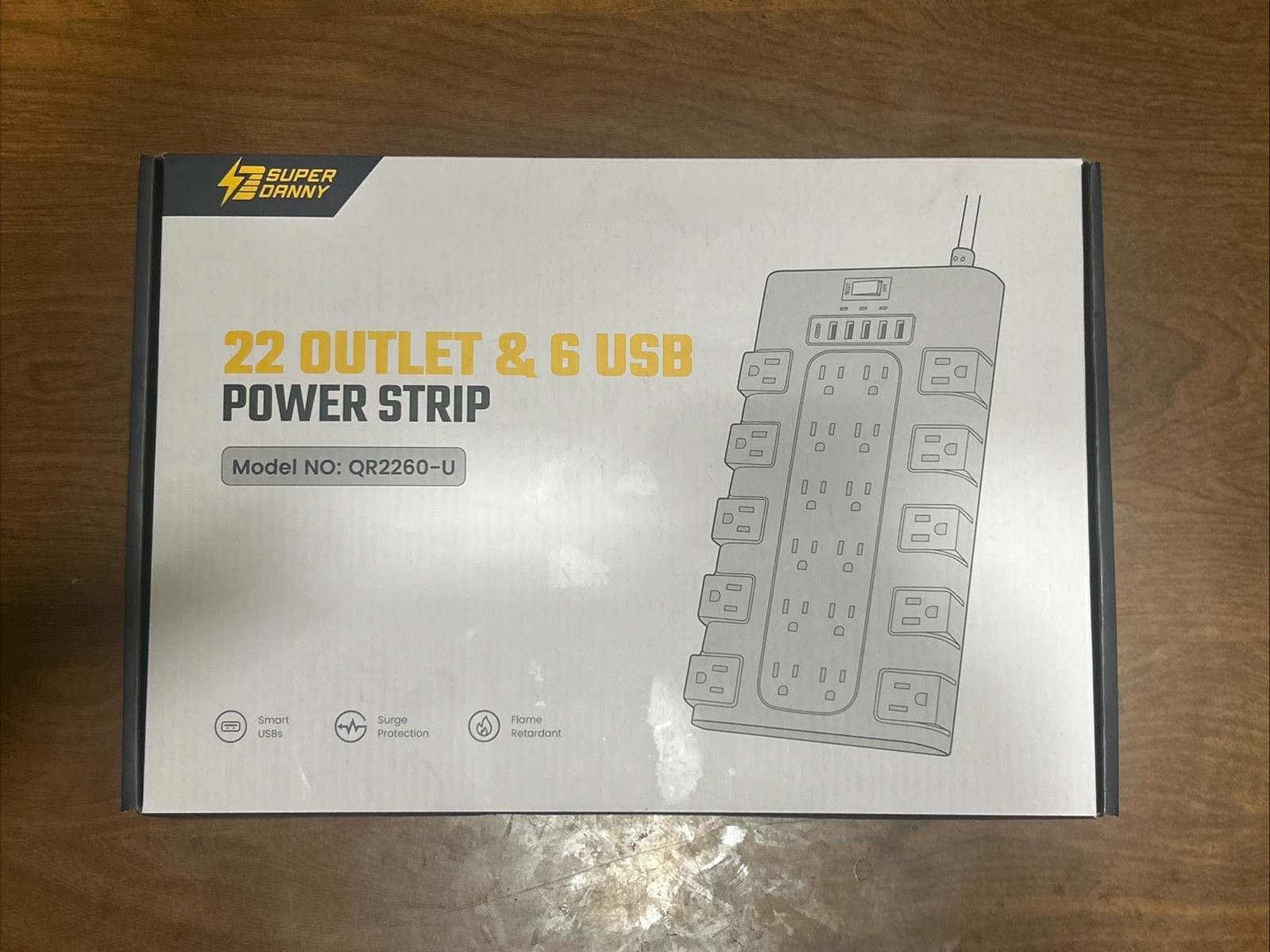 SUPERDANNY 22-Outlet 6-USB Surge Protector Power Strip 2100J QR2260-U