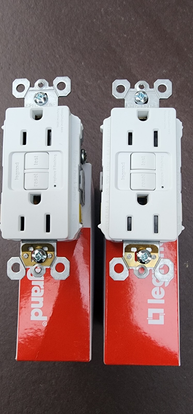 2 New Legrand Radiant 1597-TRW 15A Self -Test GFCI Receptacle Outlet