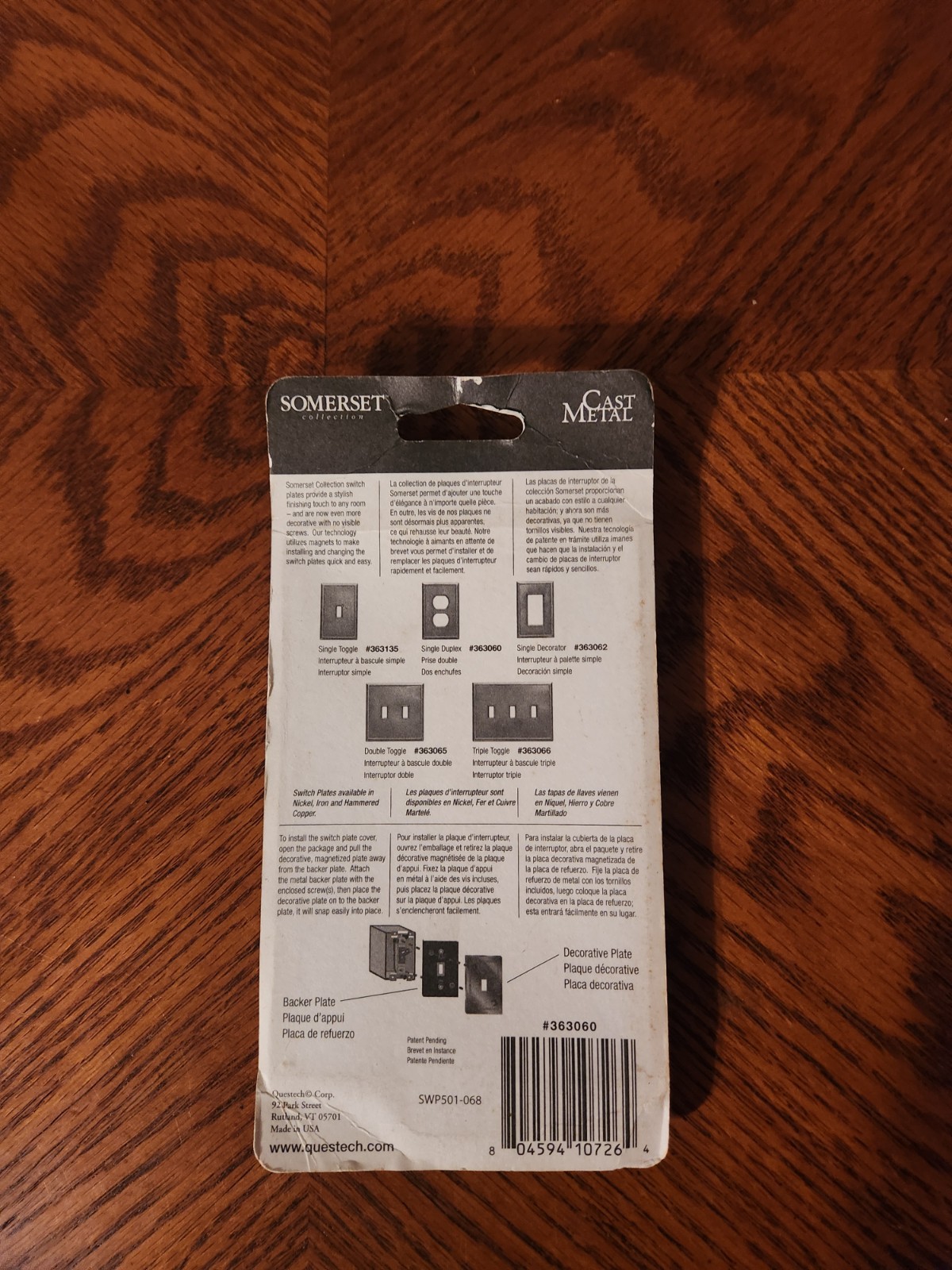 Somerset 2 Plug Wallplate NO VISIBLE SCREWS #363060 Brand New Sealed “IRON”