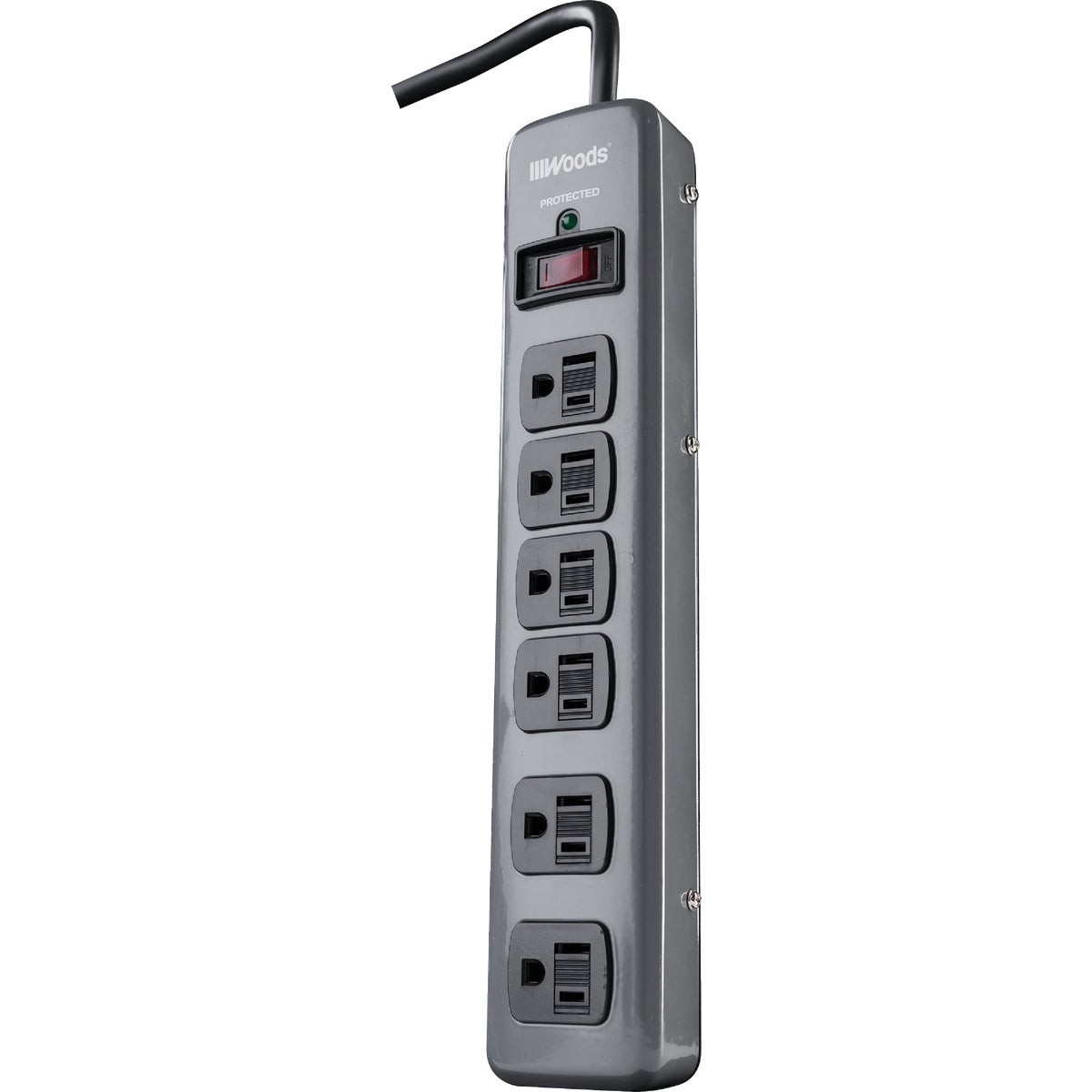 Woods 6-Outlet 900J Dark Gray Surge Protector Strip with 3 Ft. Cord 41546 Woods
