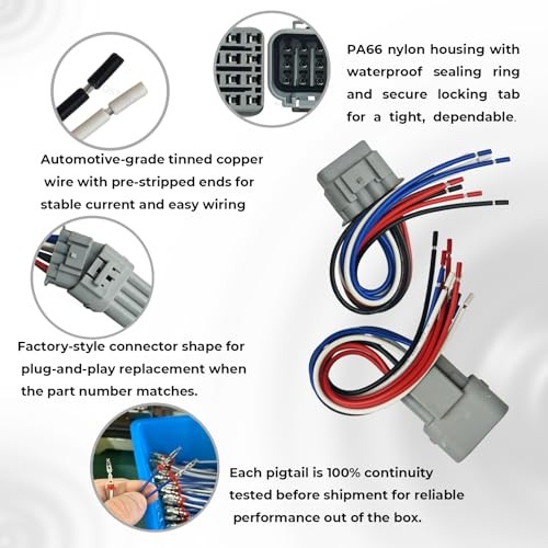 1 Set 12 Pin Waterproof Connector Pigtail, HM090 Sealed 12-Way 3×4, Male &
