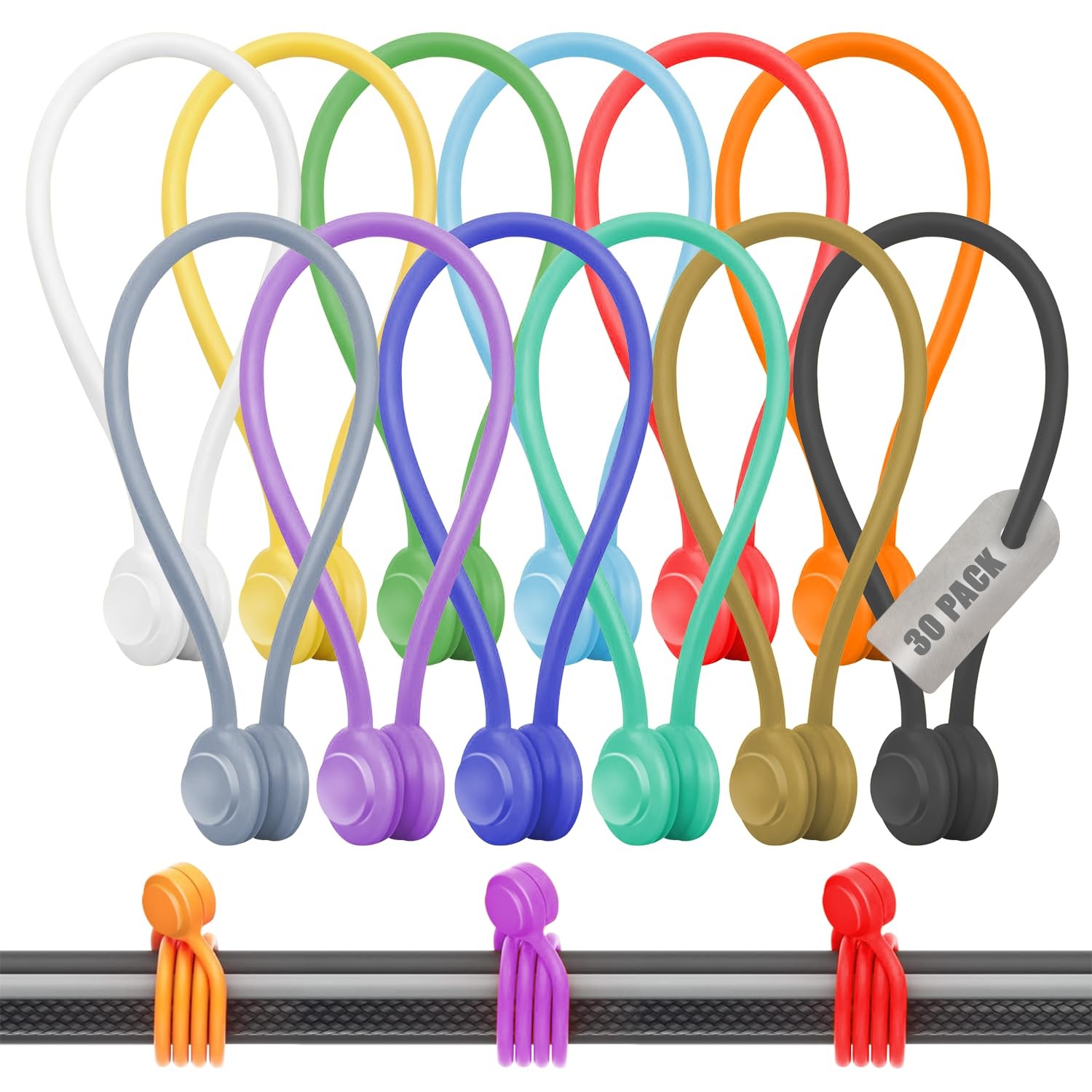 30-Pack Yellow, Blue, Red, Green, White, Black, Purple, Pink, Gray, Salmon