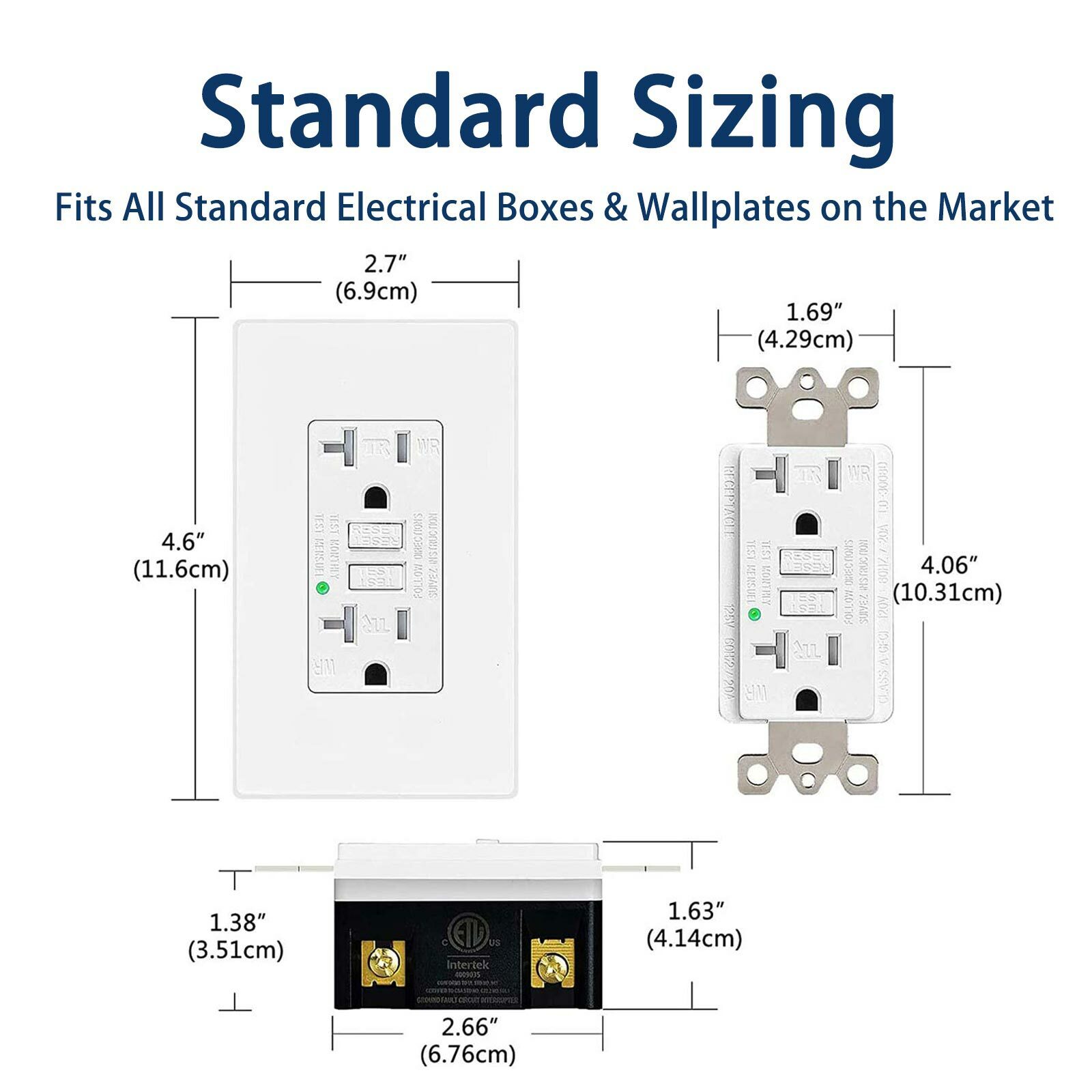 50Pack 15Amp GFCI Outlets Tamper Weather Resistant TR WR Receptacles With Plate