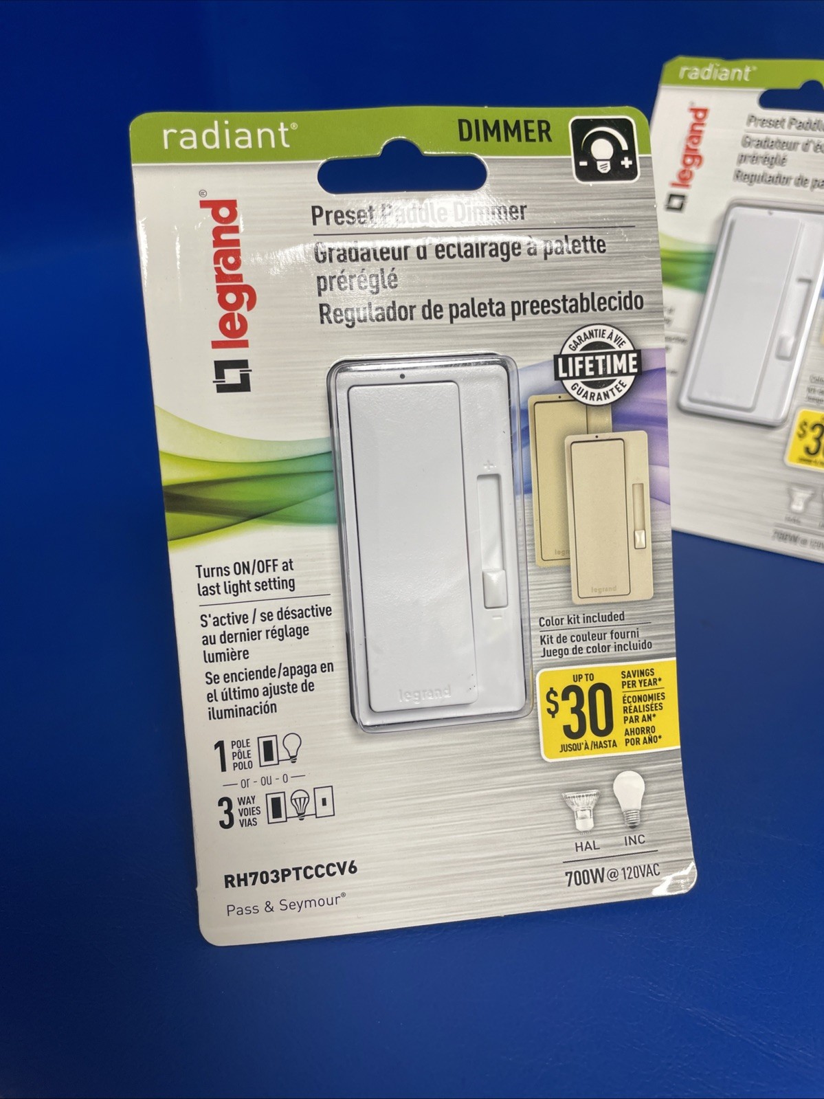 4x Legrand Radiant 700W 3-Way 1-Pole Dimmer Switch – White RH703PTCCCV6