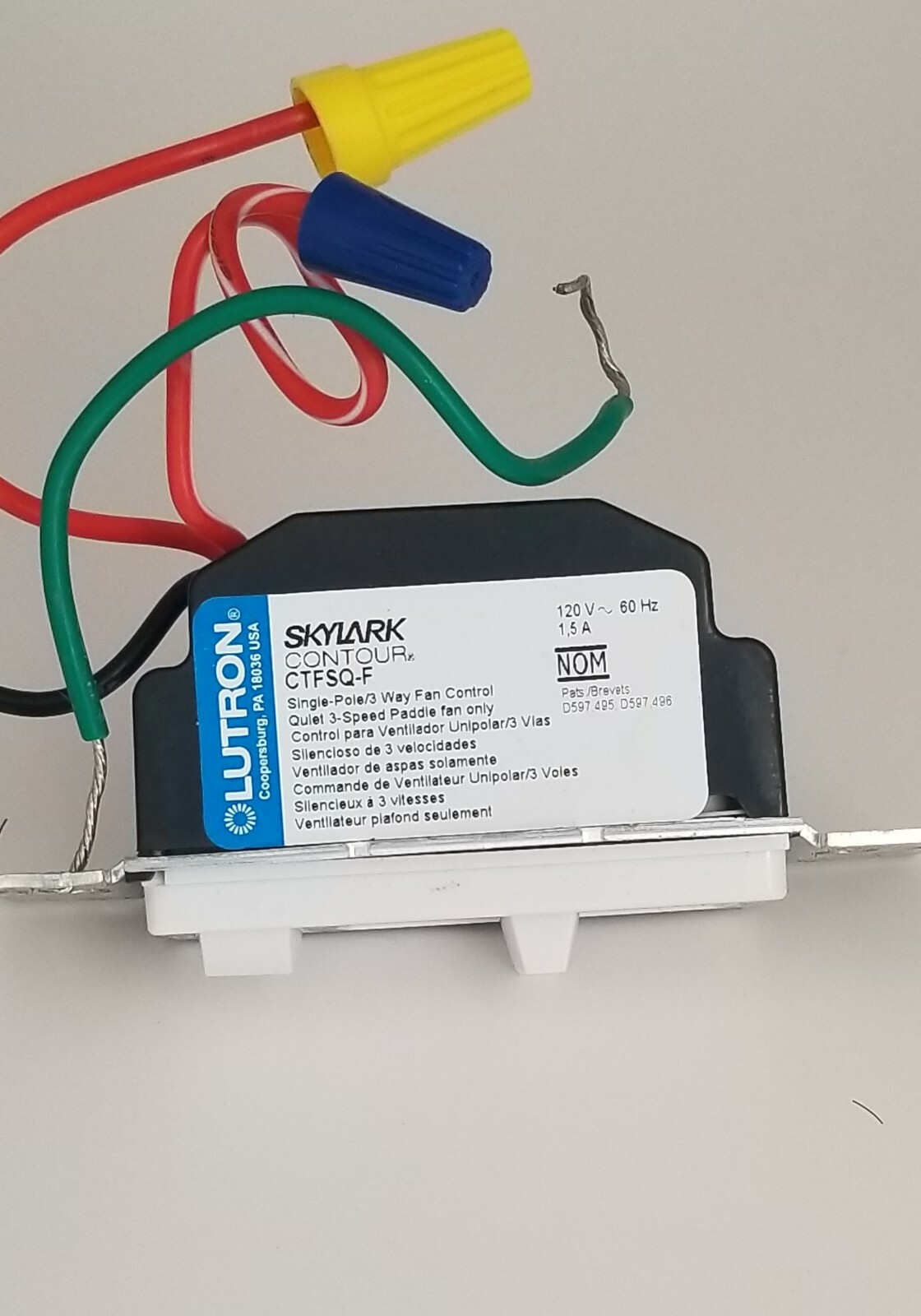 Skylark Contour 1.5 Amp Single-Pole/3-Way Quiet 3-Speed Fan Control USA Seller