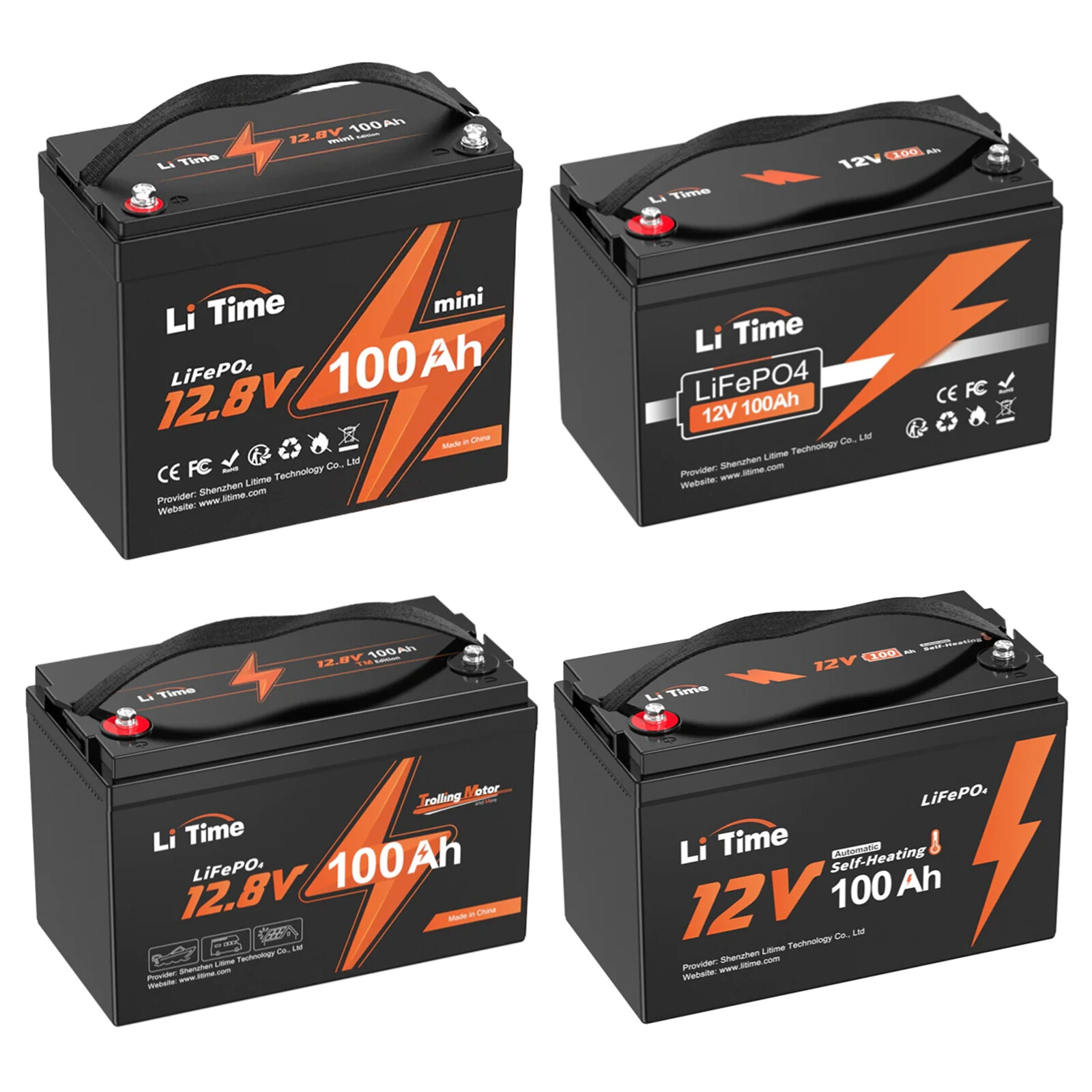 LiTime 12V 50AH 100Ah LiFePO4 Deep Cycle Lithium Battery BMS for RV Marine-Used