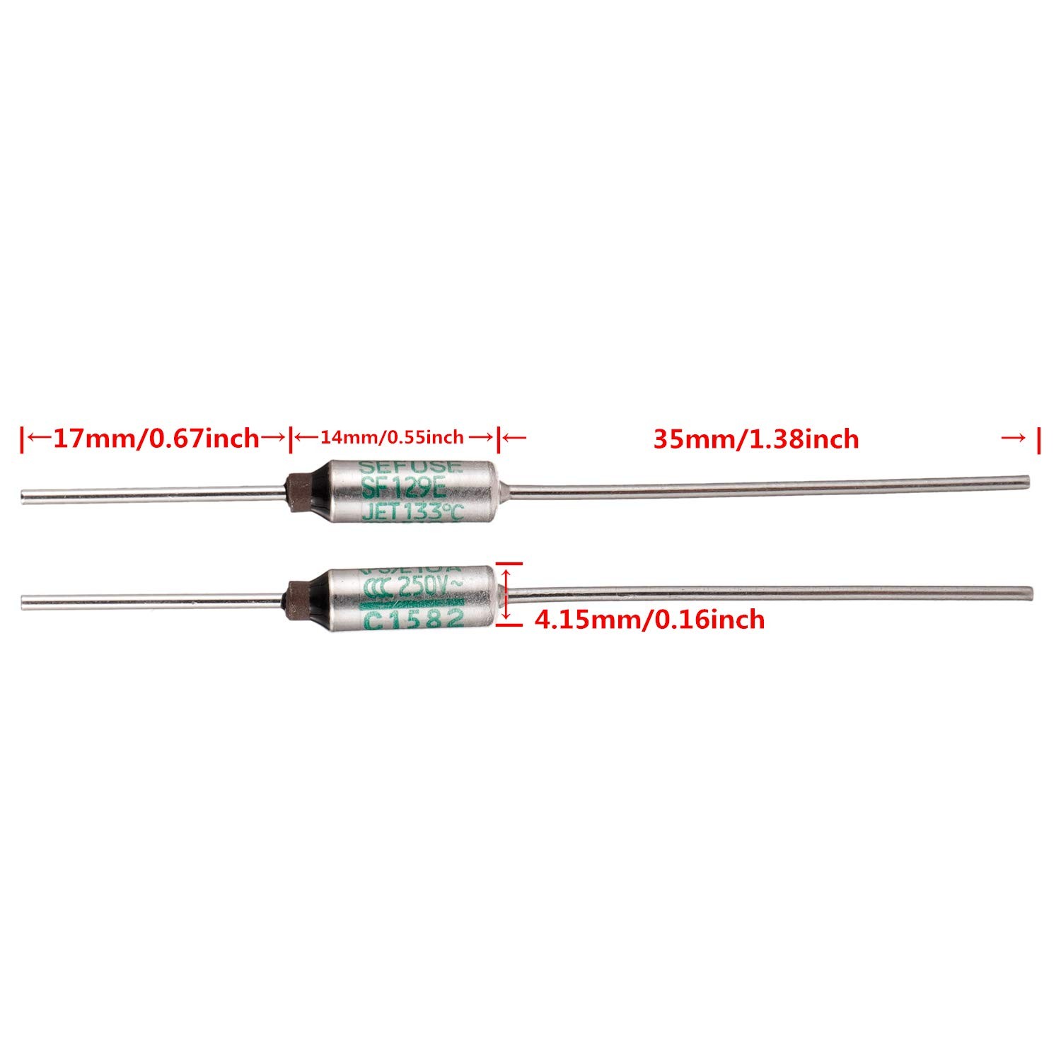 BOJACK SF129E SEFUSE 10A 250V Thermal Fuses 133 Degrees Celsius Thermal Cutoffs