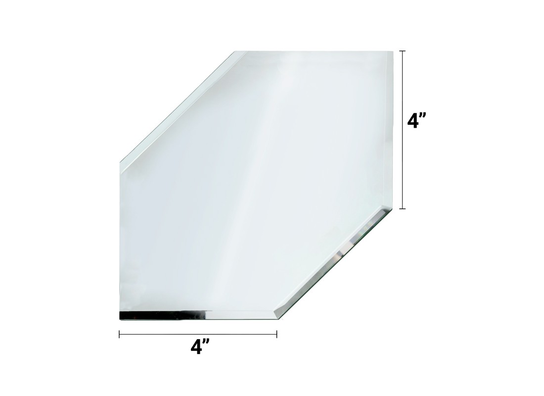 FHC BVM2E4 4″ Emerald Corner 4 Sides Beveled Clear Mirror Glass
