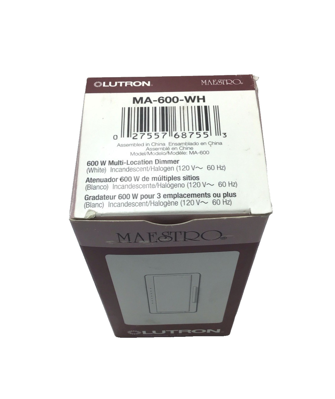 Lutron MA-600-WH Maestro (gloss) 600W Multi-Location Dimmer (White)