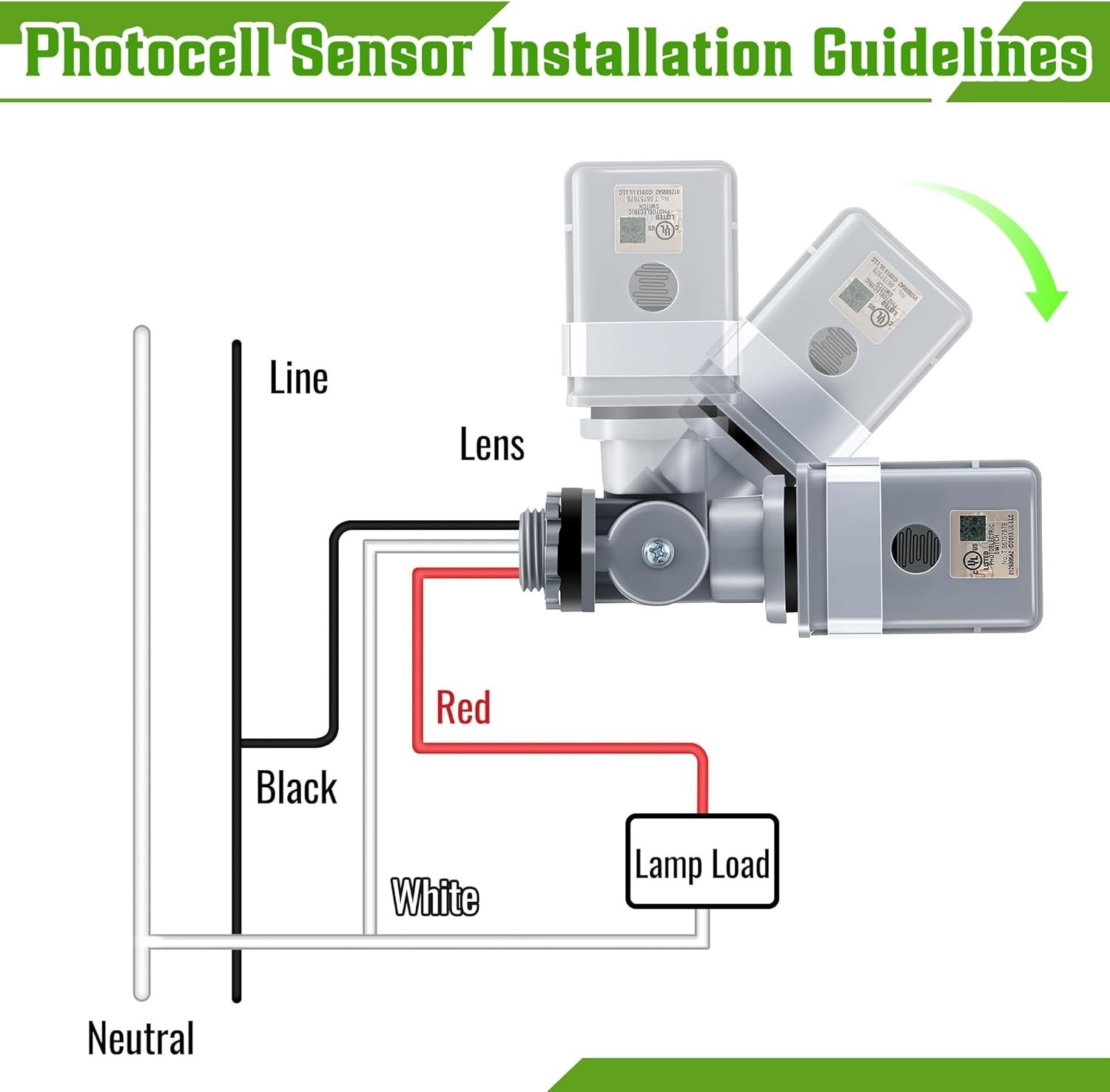 1 pcs Photocell Sensor 120V Dusk to Dawn Switch IP54 Outdoor Light Auto On/Off