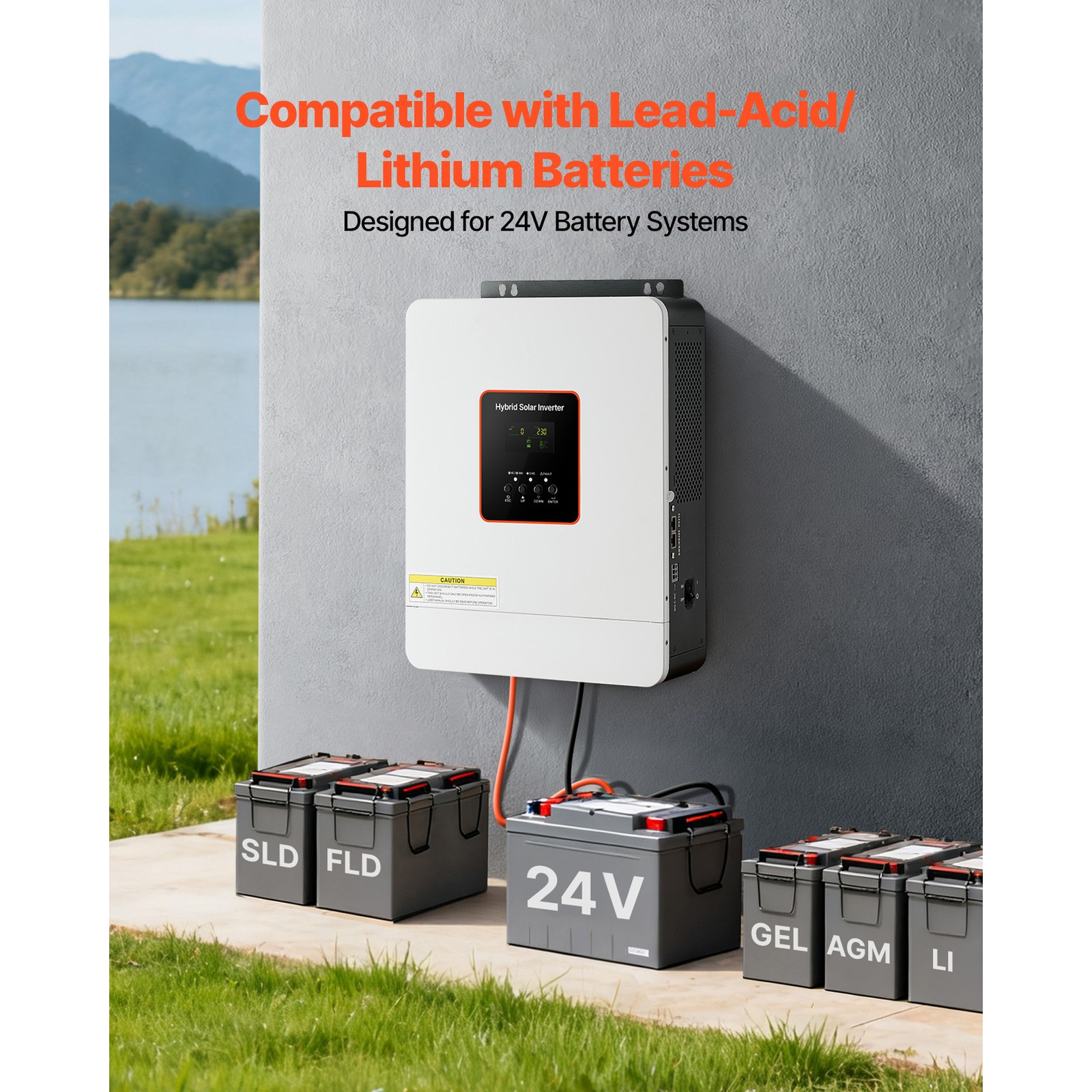 Uimoso 3000W Hybrid Solar Inverter 24V DC to 230V AC with 80A MPPT Controller