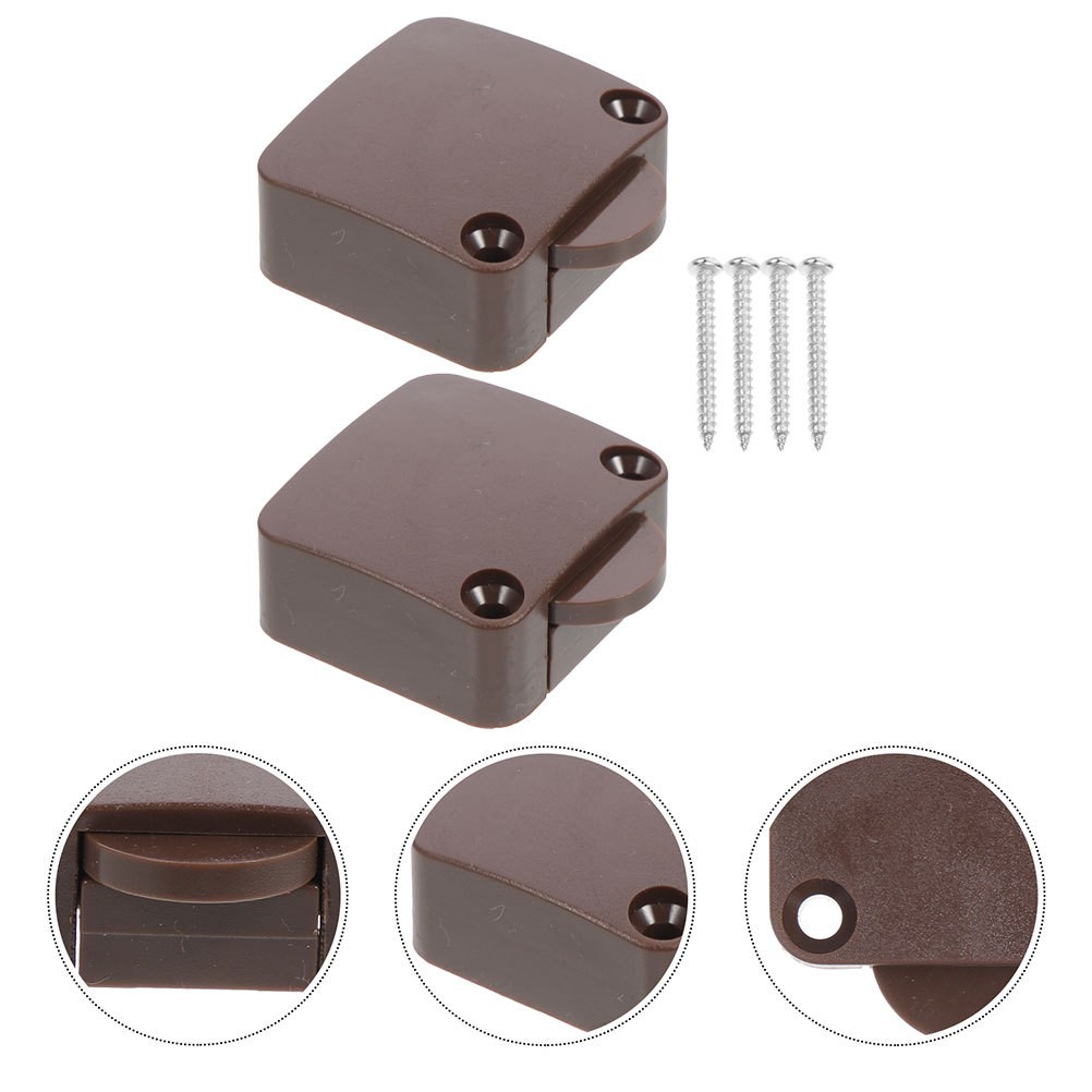 2Pcs Durable Door Switch for Cabinet Light on Off Coffee ABS Copper