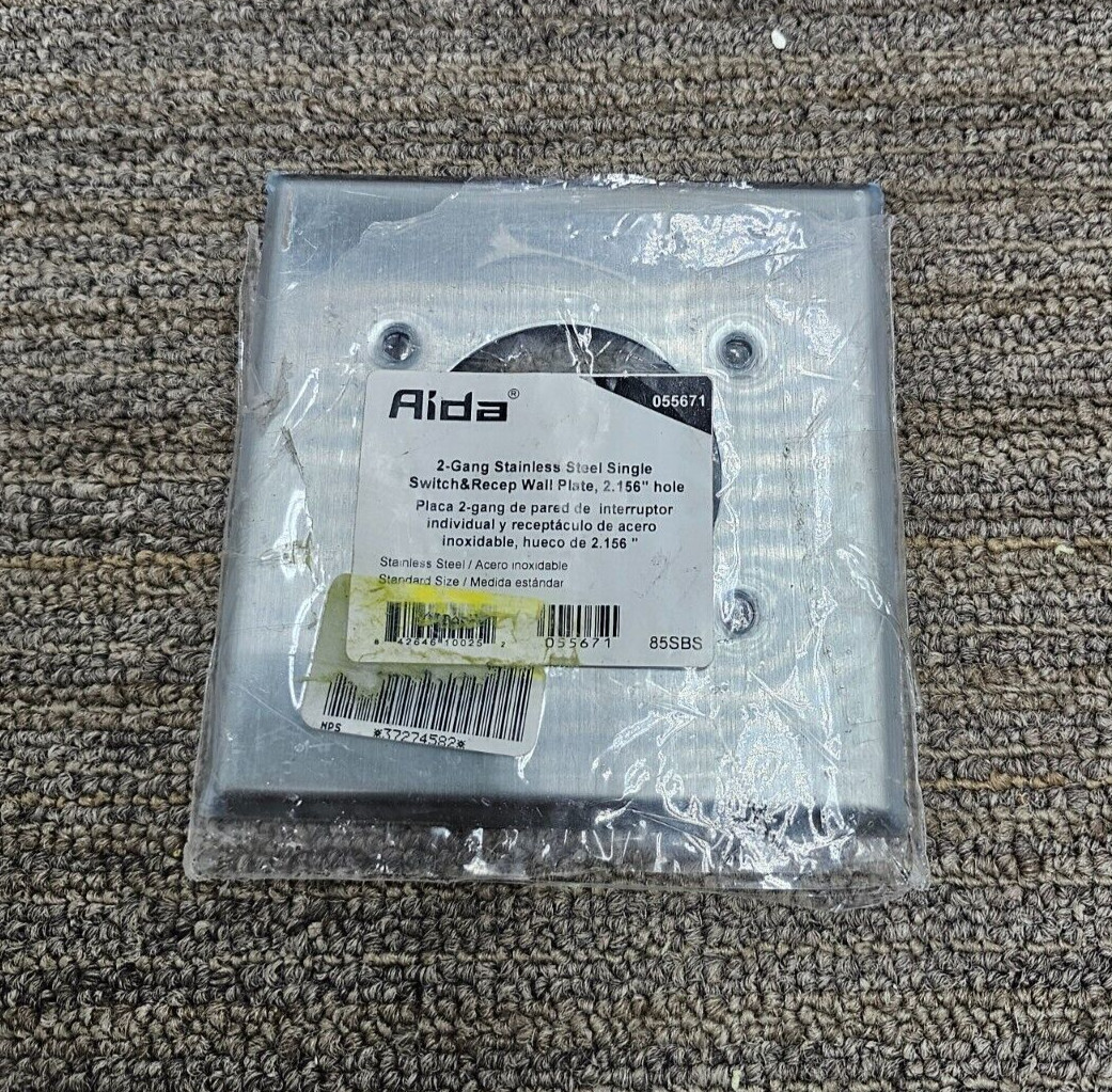 (QTY 11) Aida 2-Gang Wall Plate Single 2.16-in Hole Stainless Steel 055671
