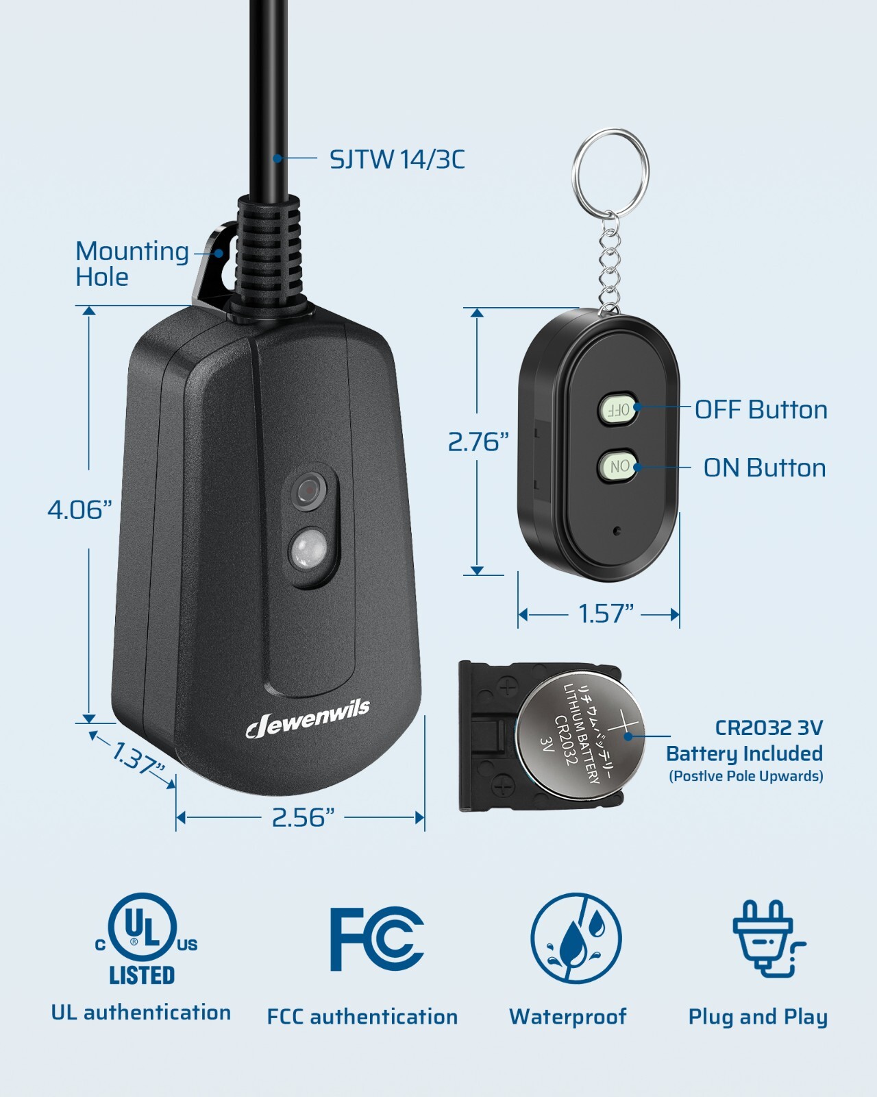 DEWENWILS Outdoor Wireless Remote Control Outlet Switch Plug In 100 FT