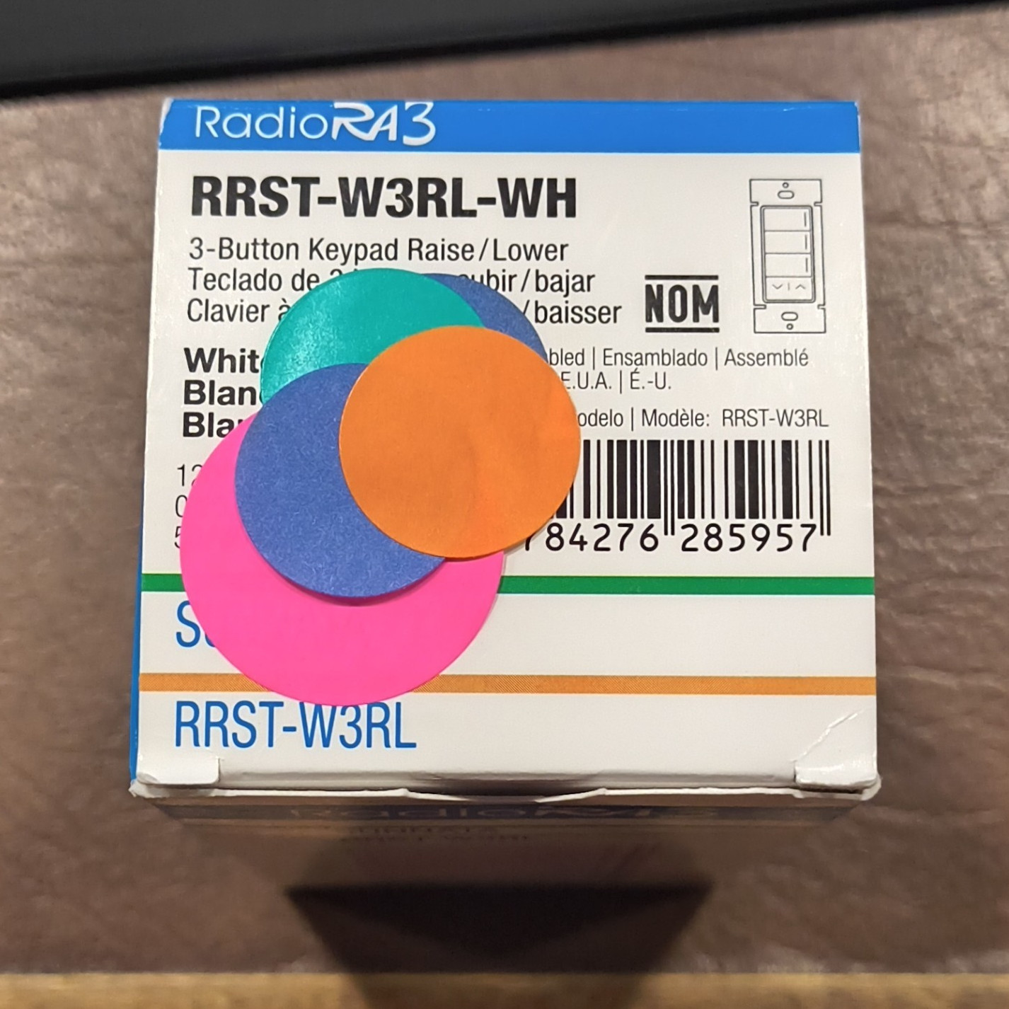 Lutron RadioRA 3 Sunnata 3-Button Wall Keypad RRST-W3RL-WH White 120V AC