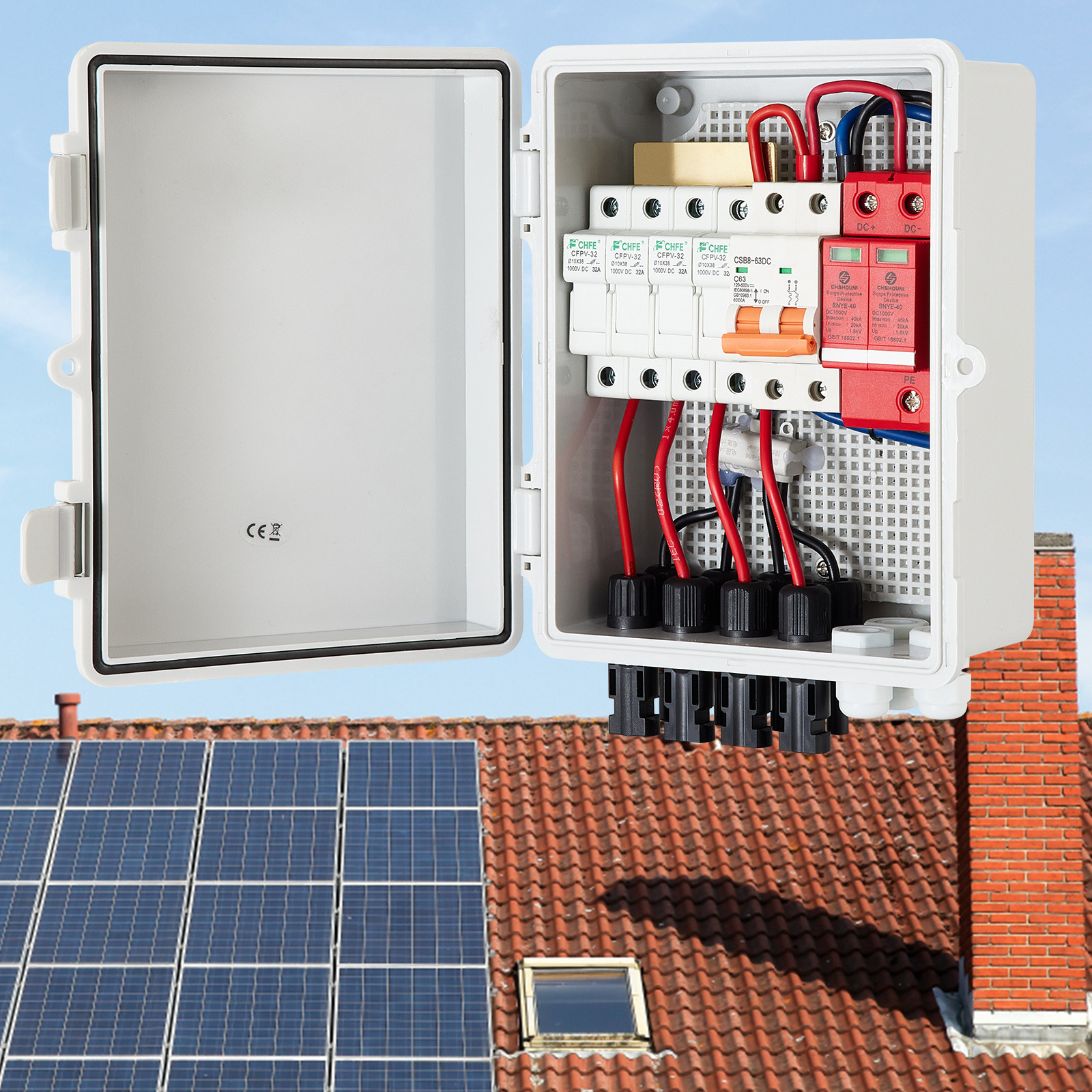 VEVOR Solar PV Combiner Box 4 String 15A for Solar Panel System ABS Case IP65