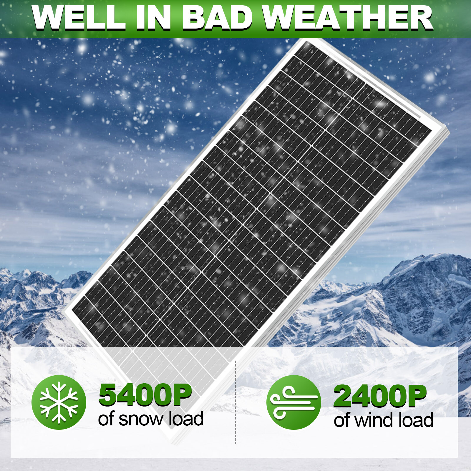 100W Watt 12V Monocrystalline Solar Panel Charger RV Camping Home Off-Grid 12BB