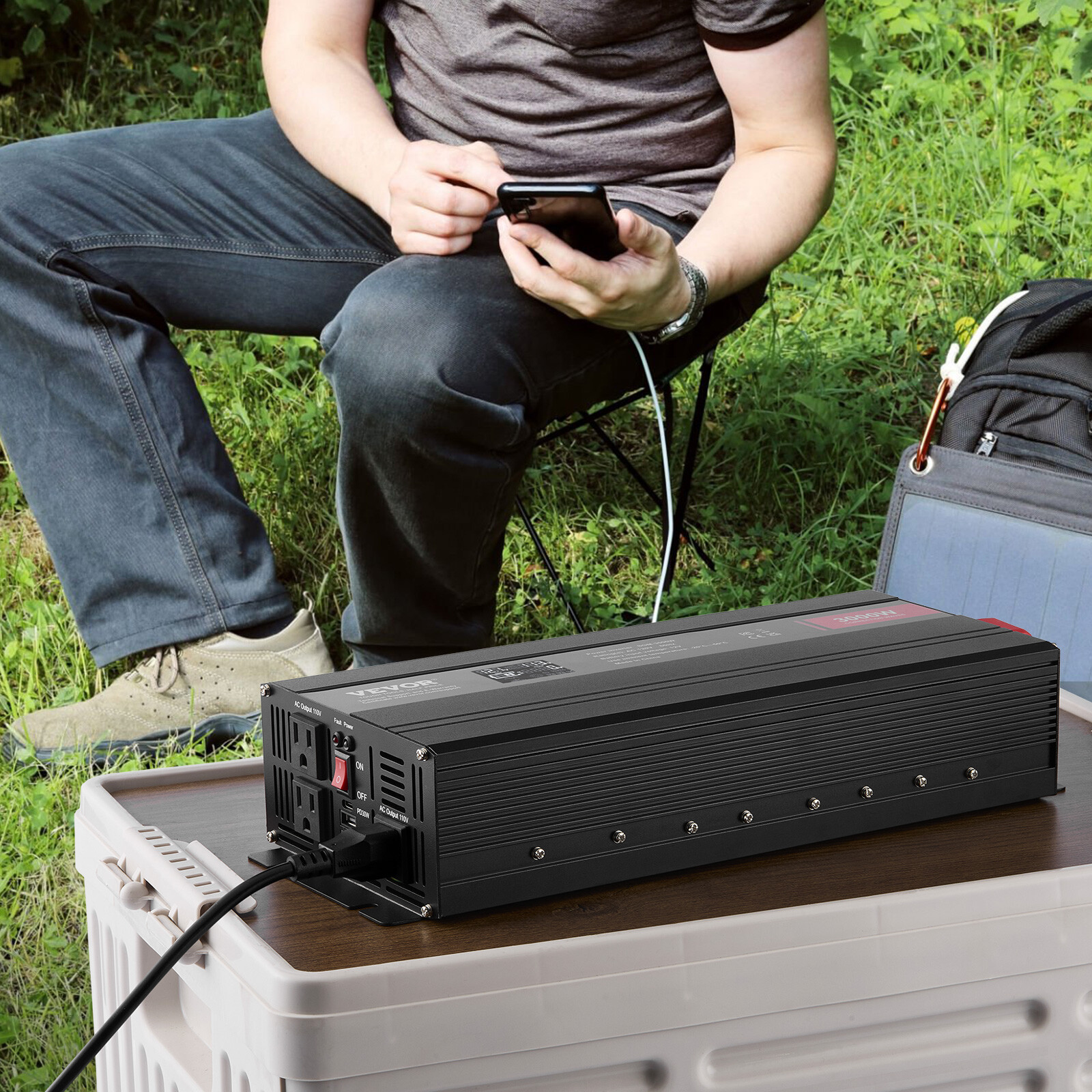 VEVOR Modified Sine Wave Power Inverter 3000W DC12V to AC120V LCD Display CE FCC