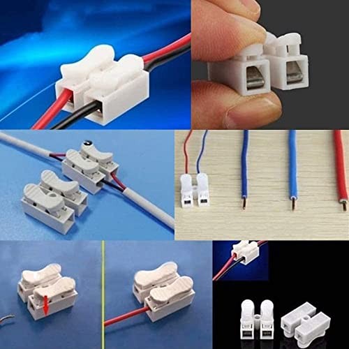 Push Quick Wire Cable Connector, 100pcs 10A 220V 2 Pin Push-in Spring Loaded