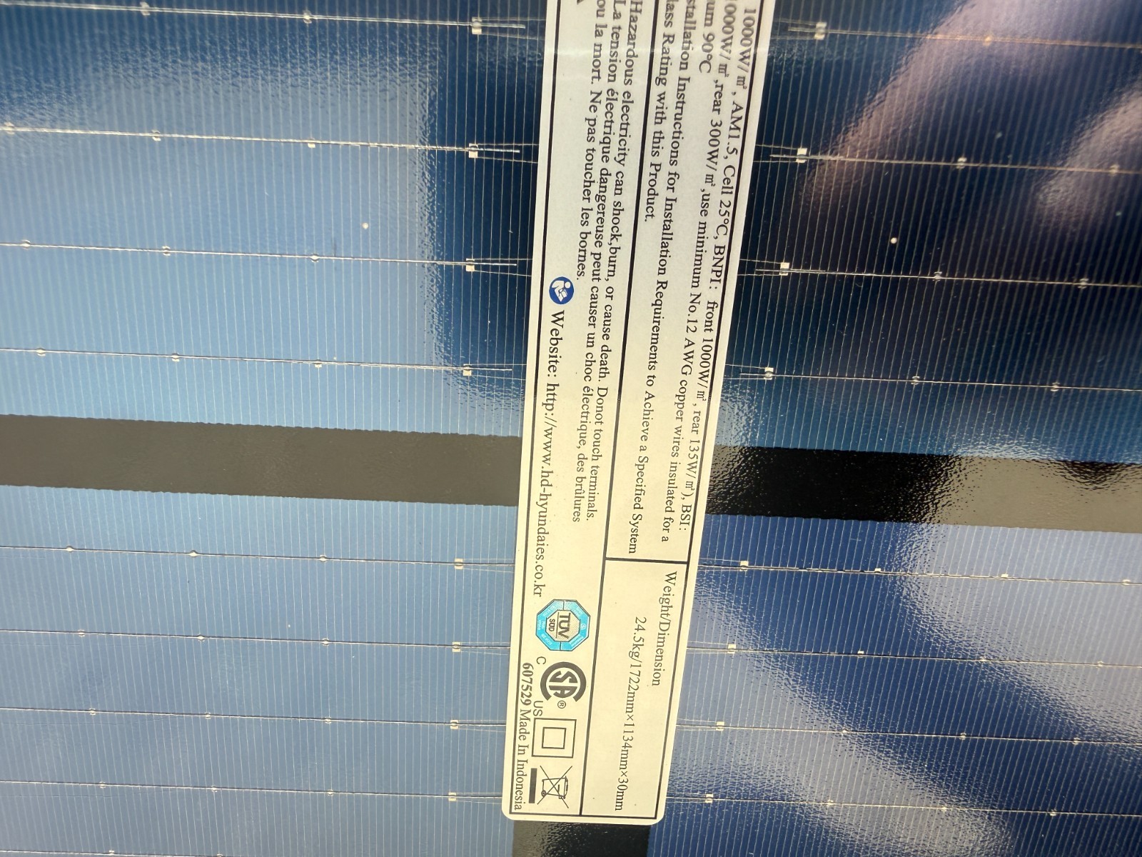 Hyundai Solar HiN-T440 NF(BK). 440 Watt solar panels.n BiFacial Panels