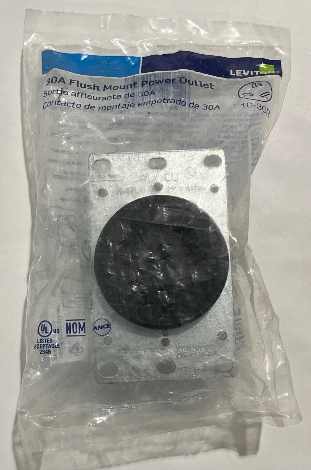 Leviton Flush Mount Power Outlet 30A 125/250V NEMA 10-30R