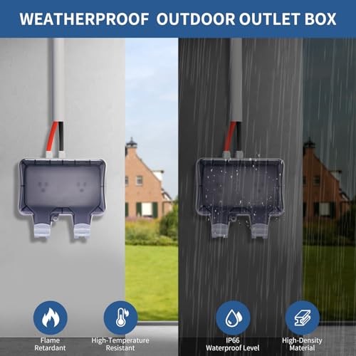 15 Amp Outdoor Electrical Outlet Box, Dual NEMA 5 Dual 5-15 Outet w/ Standard
