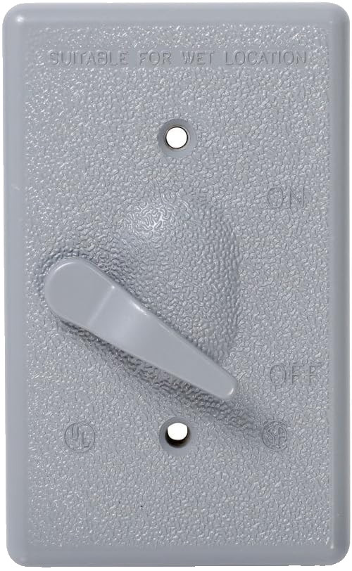 CASE OF 72 Leviton Metal Weatherproof Switch Cover, 1 Gang, Toggle 004-WM1S-GY