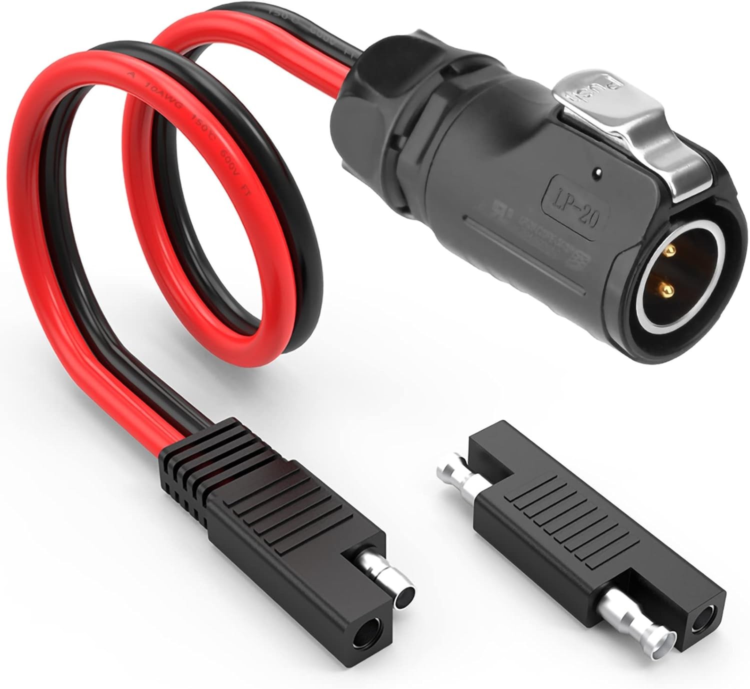 EXTRACTME 10AWG 2 Pin Power Industrial Circular Connector to SAE Adapter Cable