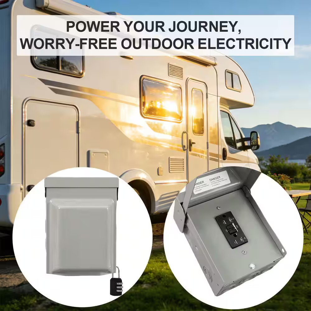 20 Amp Outdoor GFCI Outlet Box, 125V Weatherproof Lockable Electrical Panel with