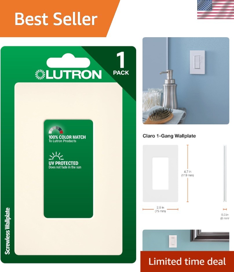 Durable Biscuit Light Switch Cover Plate, Snap-On Installation, Satin Finish