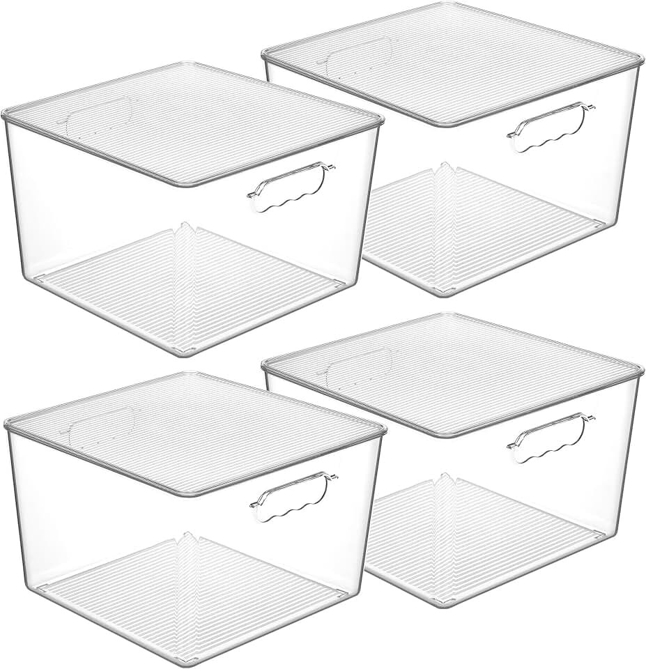 Vtopmart 4 Pack Extra Large Clear Stackable Storage Bins with Lids, 11inch
