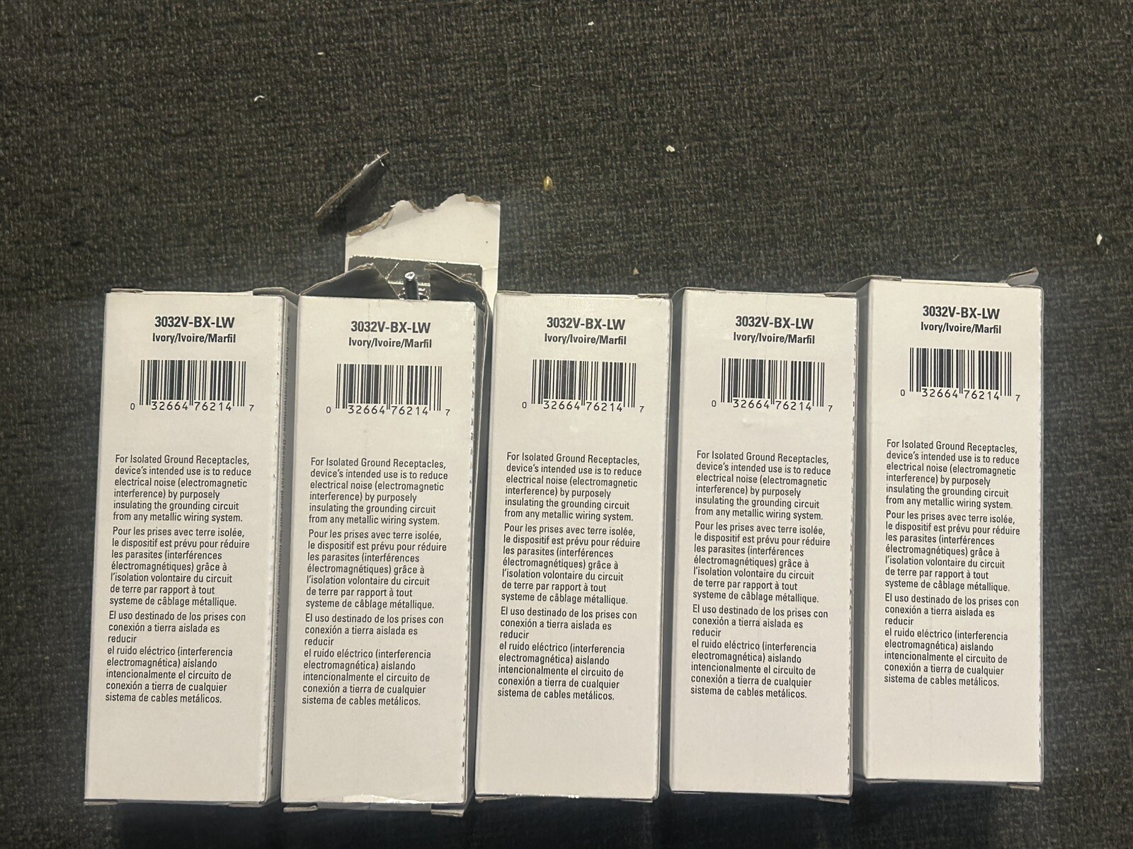 Lot Of 5 PCS Eaton 3032V-BX-LW Spec Grade 2 Pole Toggle Wall Light Switches 30A